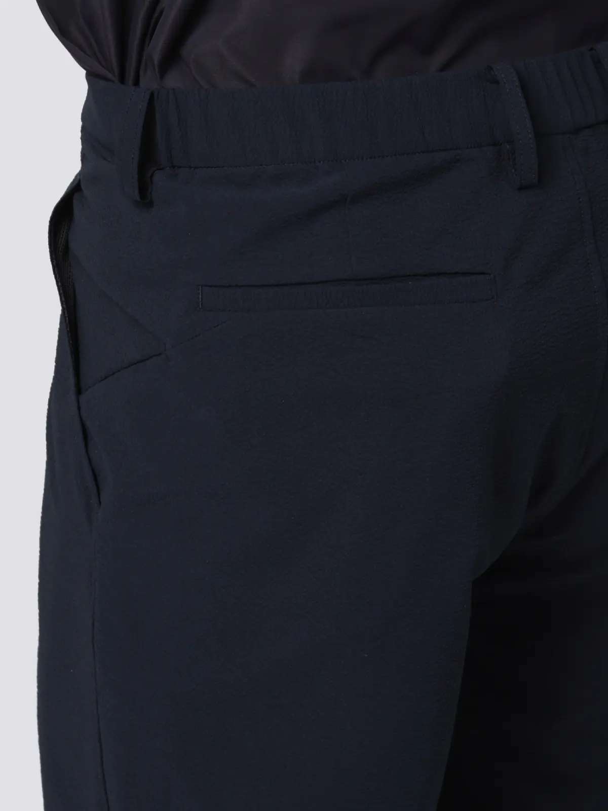 FLAT/タックハーフパンツ/ウォッシャブル/ストレッチ/ドライシアサッカー/無地/裾上げ済み ネイビー M