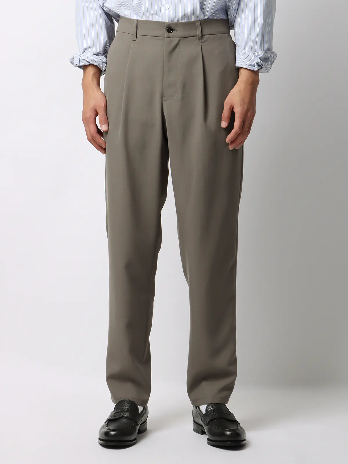 オフィパック/タックテーパードパンツ/ストレッチ/吸水速乾/ウールライクトロピカル/裾上げ済み ベージュ S