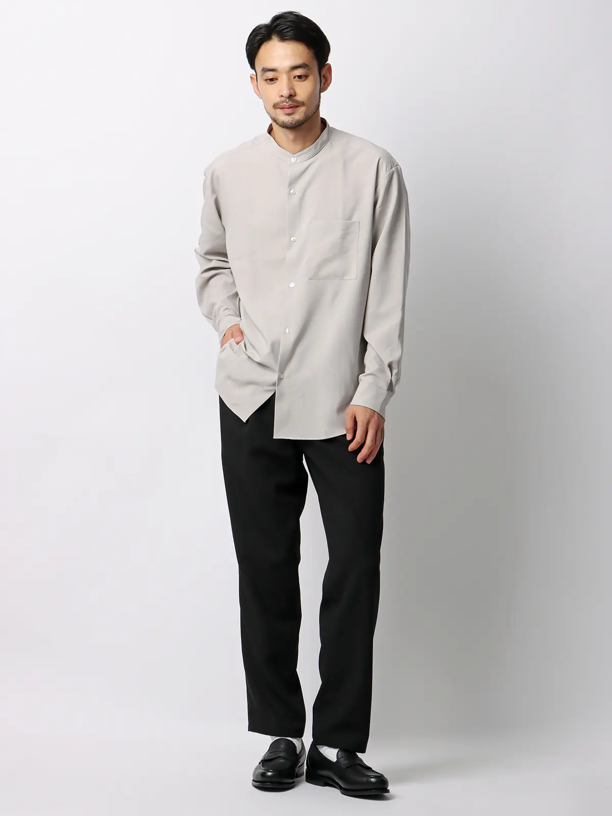 オフィパック/タックテーパードパンツ/ストレッチ/吸水速乾/ウールライクトロピカル/裾上げ済み ブラック S