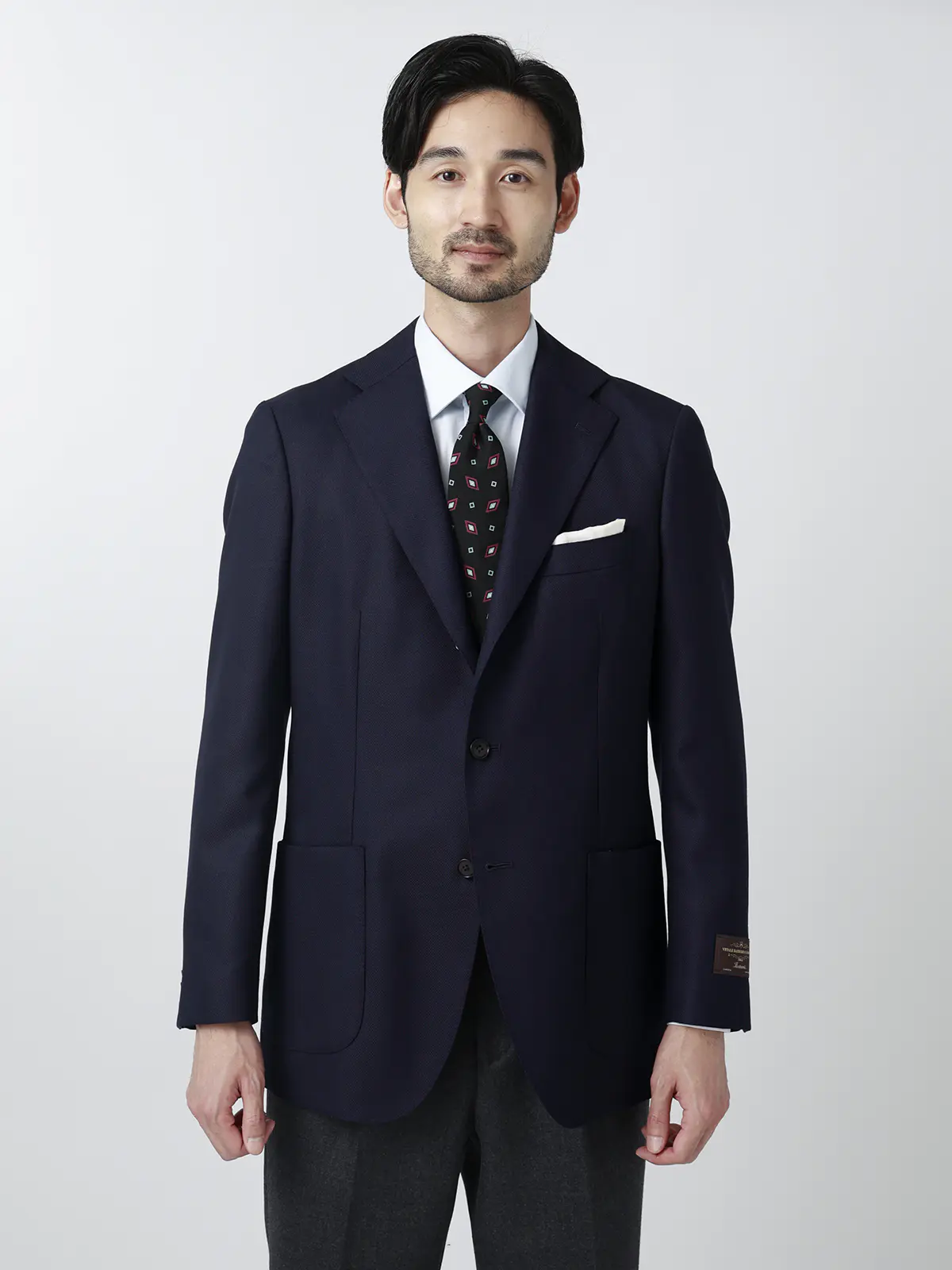 ジャケット/CANONICO/ウールメッシュ/織柄/TR27 ネイビー 体型(DROP):普通 6DROP(A体),身長:160cm