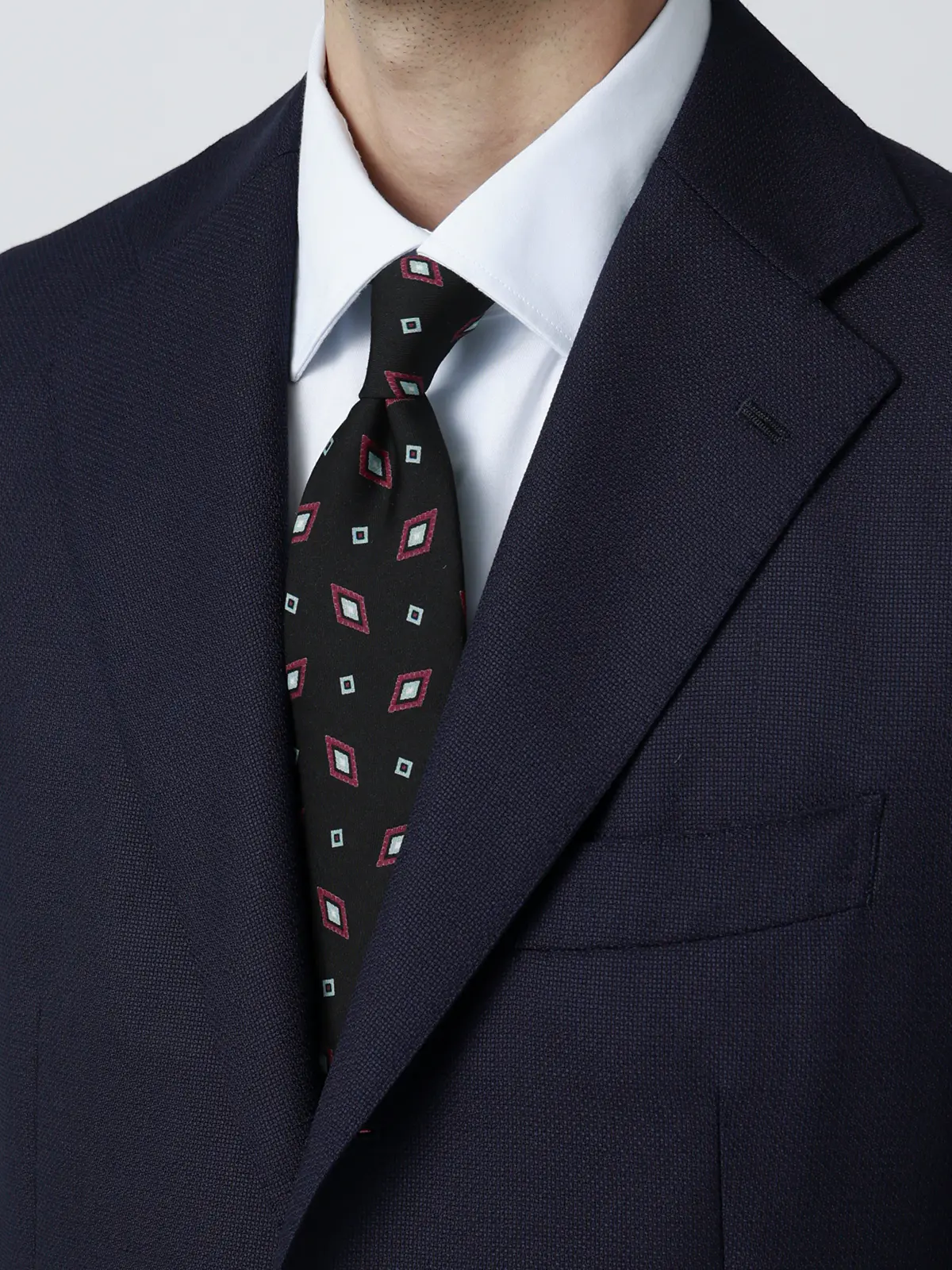 ジャケット/CANONICO/ウールメッシュ/織柄/TR27 ネイビー 体型(DROP):普通 6DROP(A体),身長:160cm