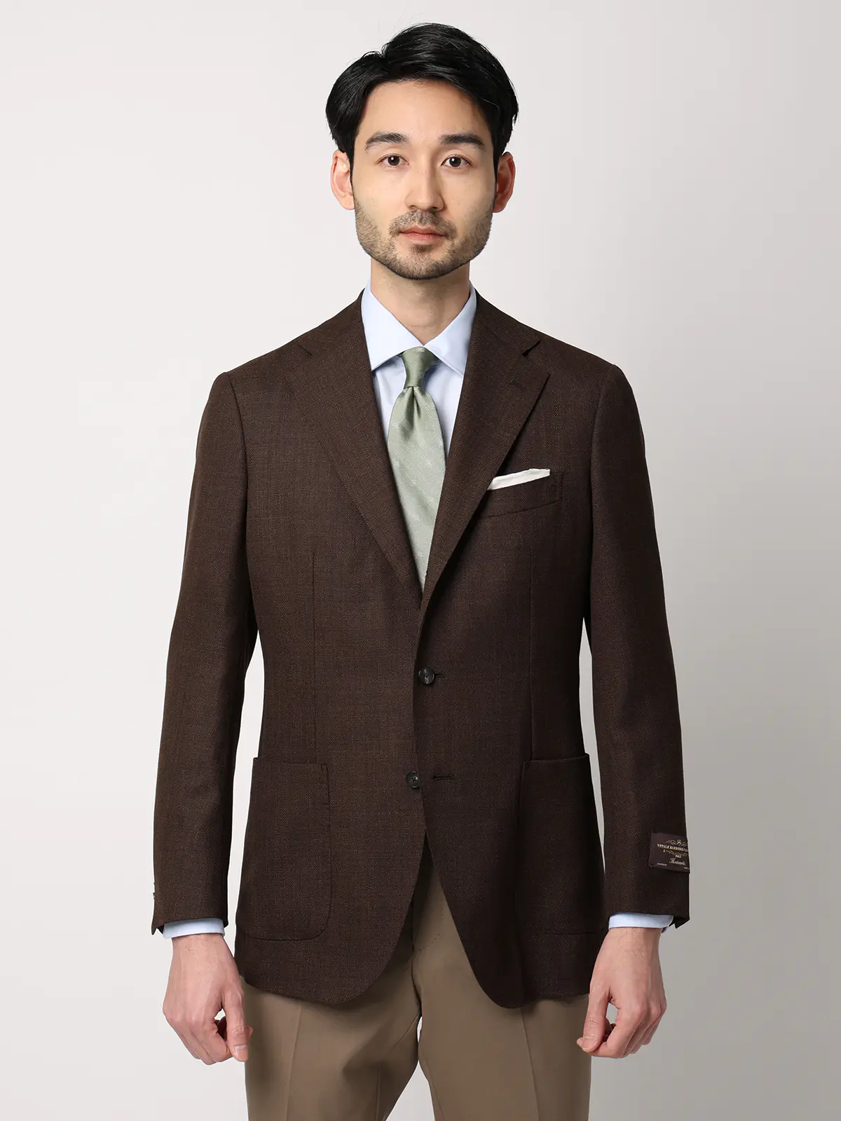 ジャケット／CANONICO／ウールメッシュ／織柄／TR27 ブラウン 体型（DROP):普通　6DROP(A体),身長:160cm