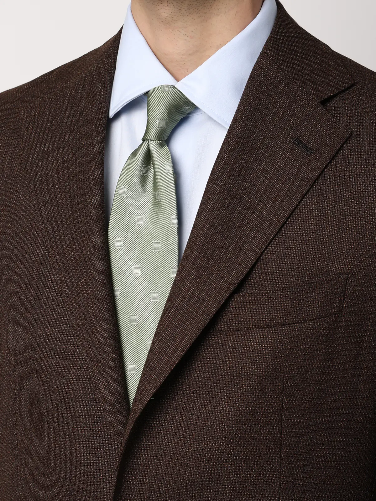 ジャケット／CANONICO／ウールメッシュ／織柄／TR27 ブラウン 体型（DROP):普通　6DROP(A体),身長:160cm