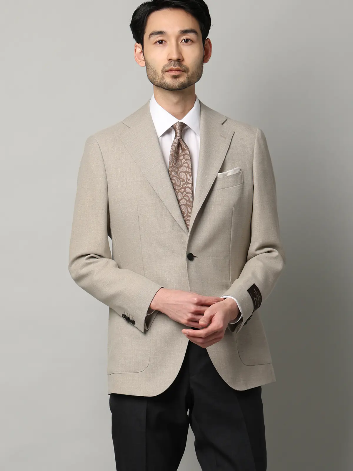 ジャケット/CANONICO/ウールメッシュ/織柄/TR27 ベージュ 体型(DROP):普通 6DROP(A体),身長:160cm