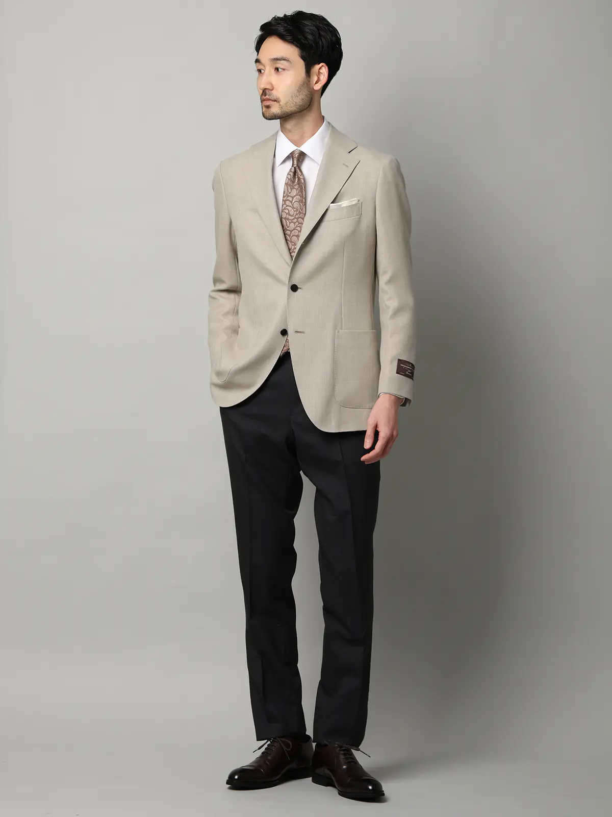 ジャケット/CANONICO/ウールメッシュ/織柄/TR27 ベージュ 体型(DROP):普通 6DROP(A体),身長:160cm