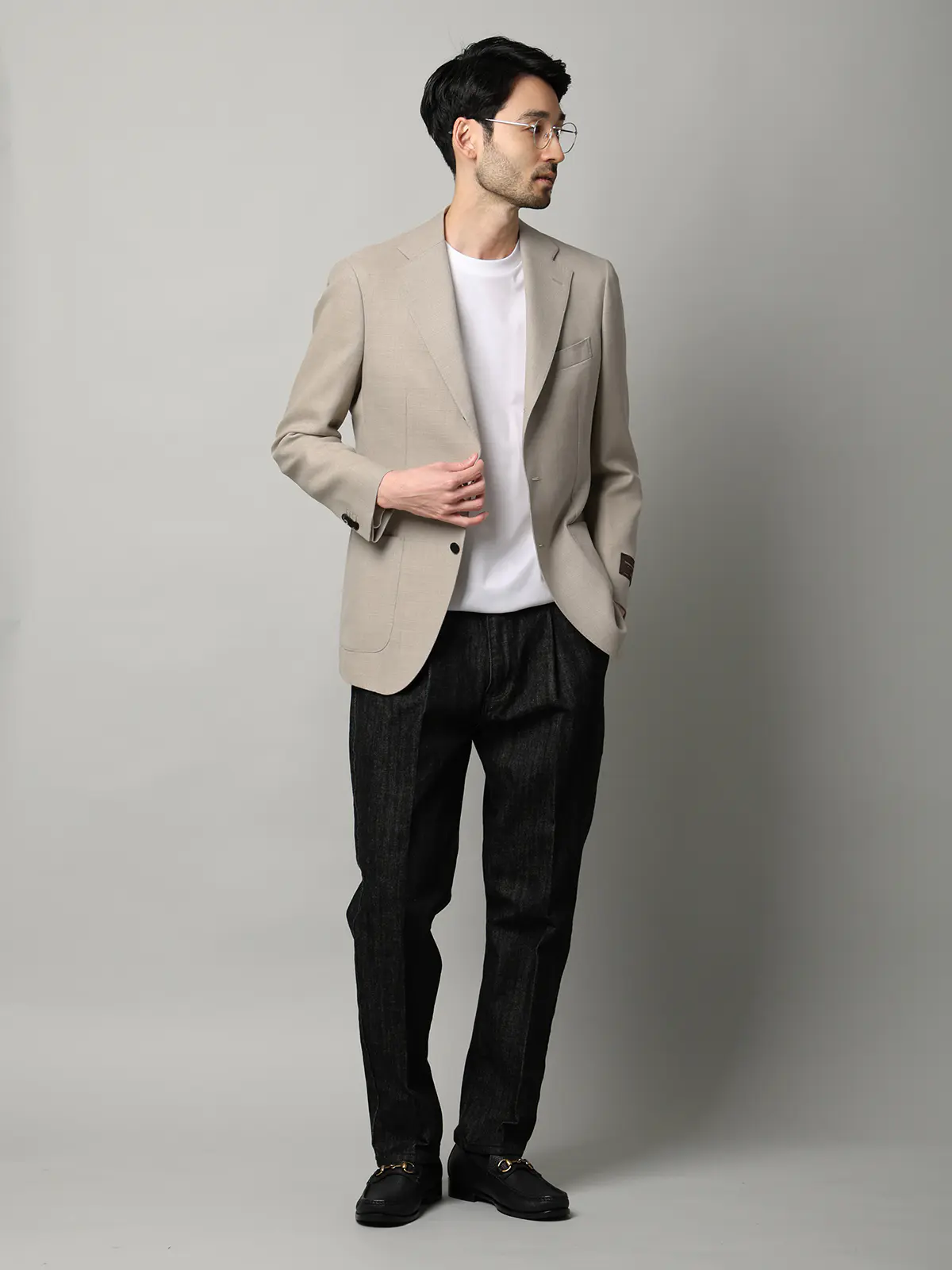 ジャケット/CANONICO/ウールメッシュ/織柄/TR27 ベージュ 体型(DROP):普通 6DROP(A体),身長:160cm