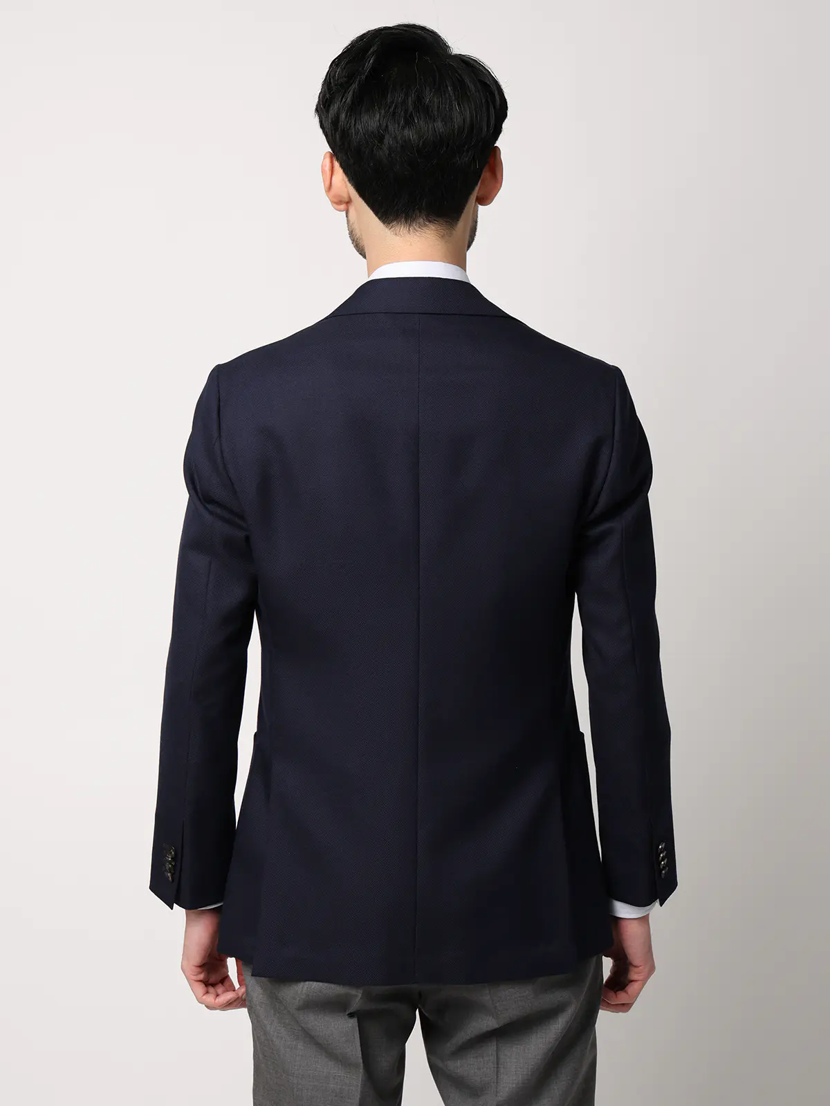 ジャケット／CANONICO／ウールメッシュ／織柄／TR27 ネイビー 体型（DROP):普通　6DROP(A体),身長:160cm