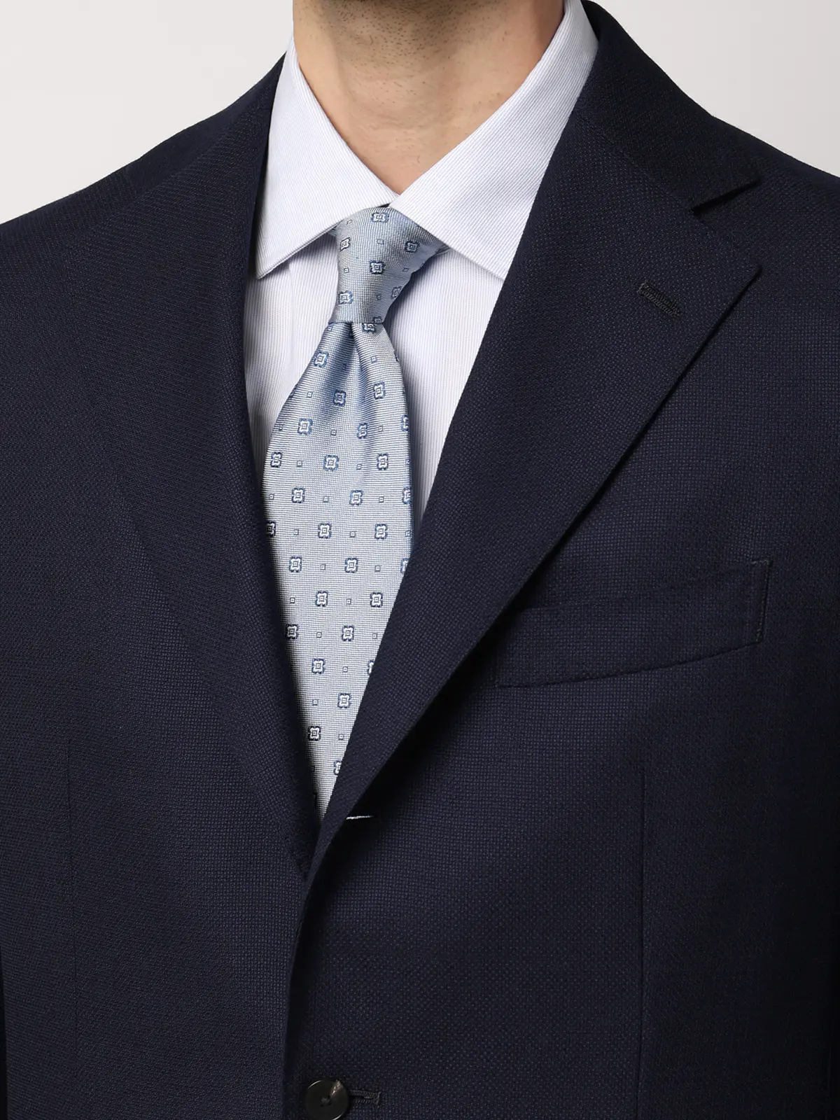 ジャケット／CANONICO／ウールメッシュ／織柄／TR27 ネイビー 体型（DROP):普通　6DROP(A体),身長:160cm