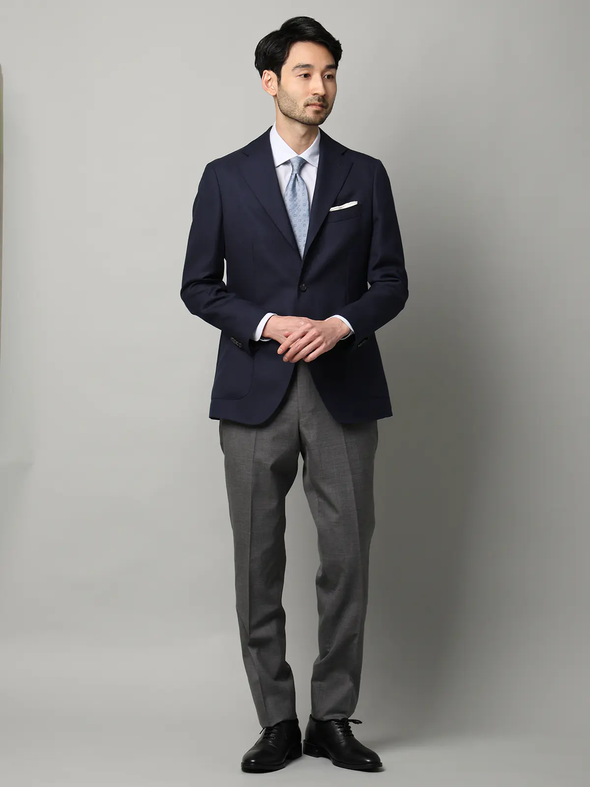 ジャケット／CANONICO／ウールメッシュ／織柄／TR27 ネイビー 体型（DROP):普通　6DROP(A体),身長:160cm