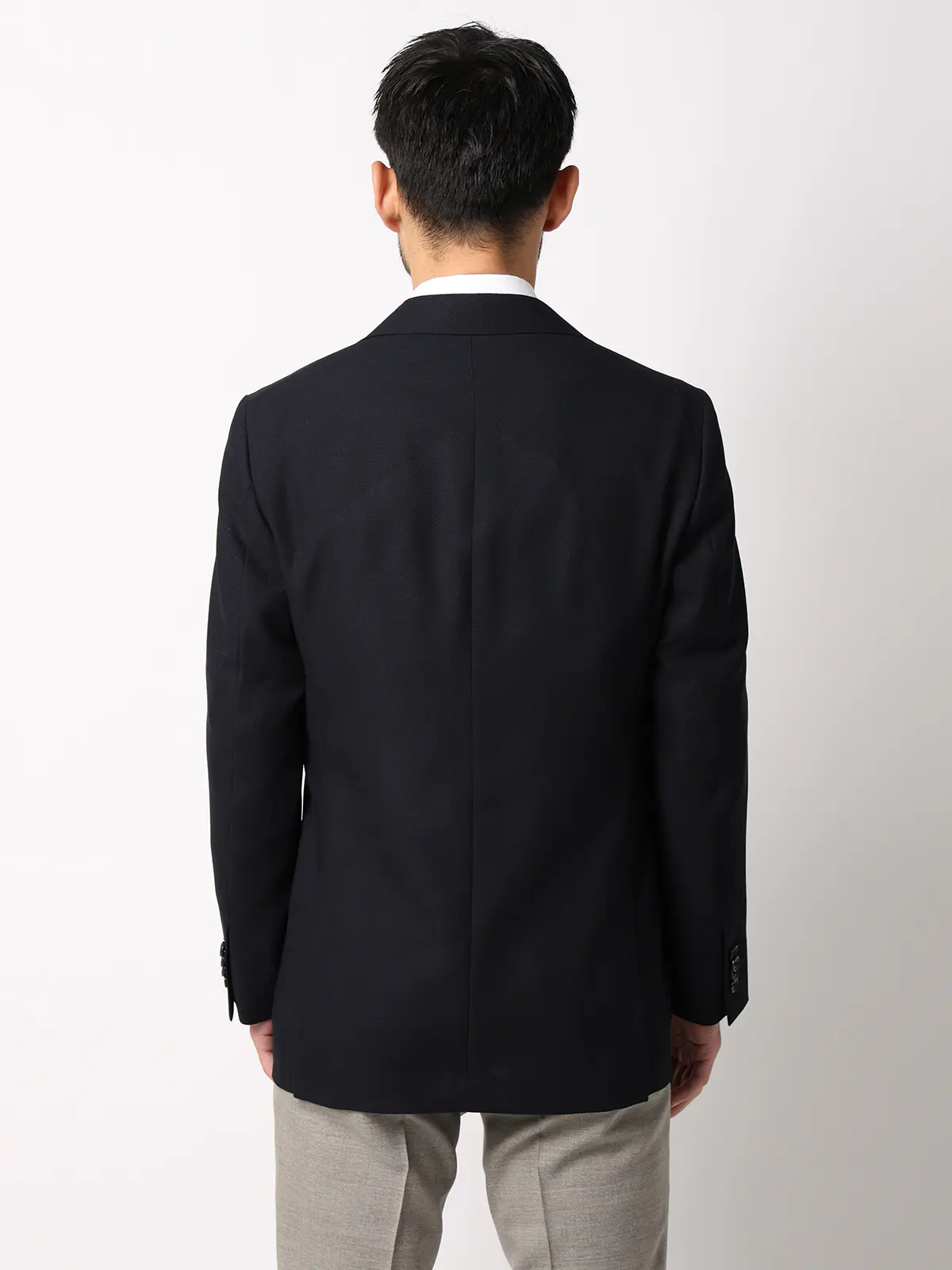 ジャケット／ウォッシャブル／ウールポリエステル／無地／TR27 ネイビー 体型（DROP):普通　6DROP(A体),身長:160cm