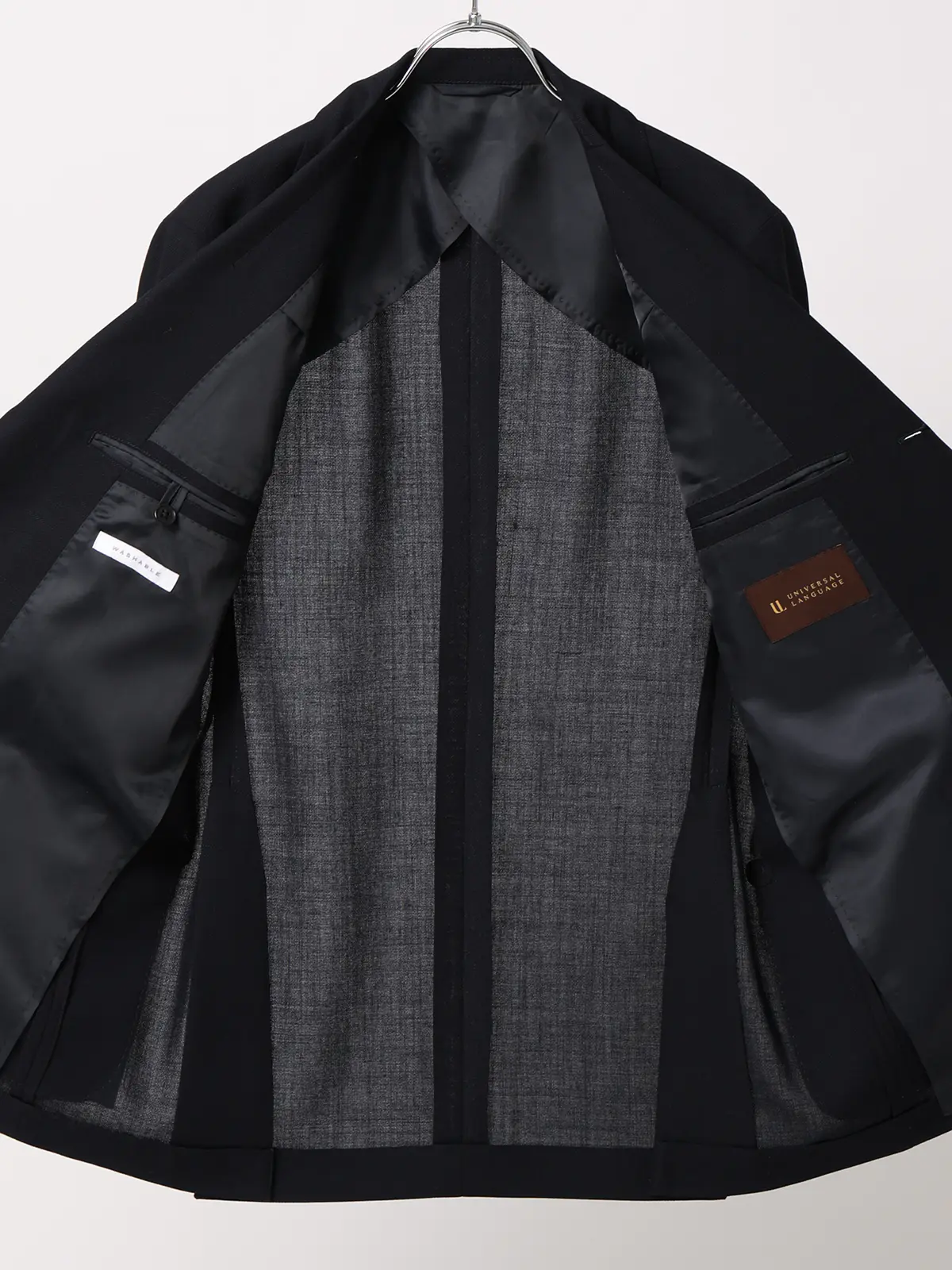 ジャケット／ウォッシャブル／ウールポリエステル／無地／TR27 ネイビー 体型（DROP):普通　6DROP(A体),身長:160cm