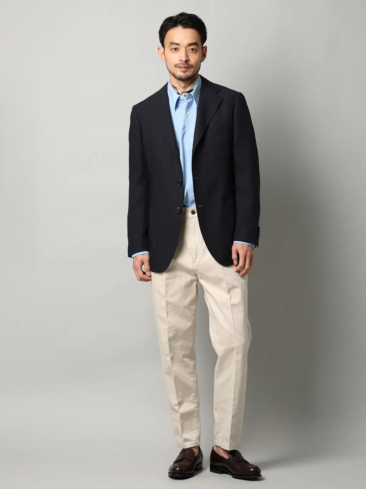 ジャケット／ウォッシャブル／ウールポリエステル／無地／TR27 ネイビー 体型（DROP):普通　6DROP(A体),身長:160cm