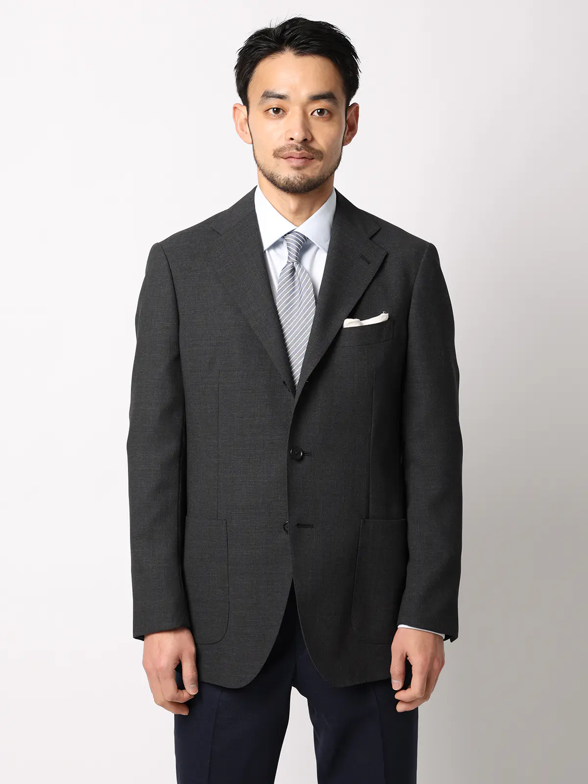 ジャケット/ウォッシャブル/ウールポリエステル/無地/TR27 グレー 体型(DROP):ややがっしり 4DROP(AB体),身長:175cm