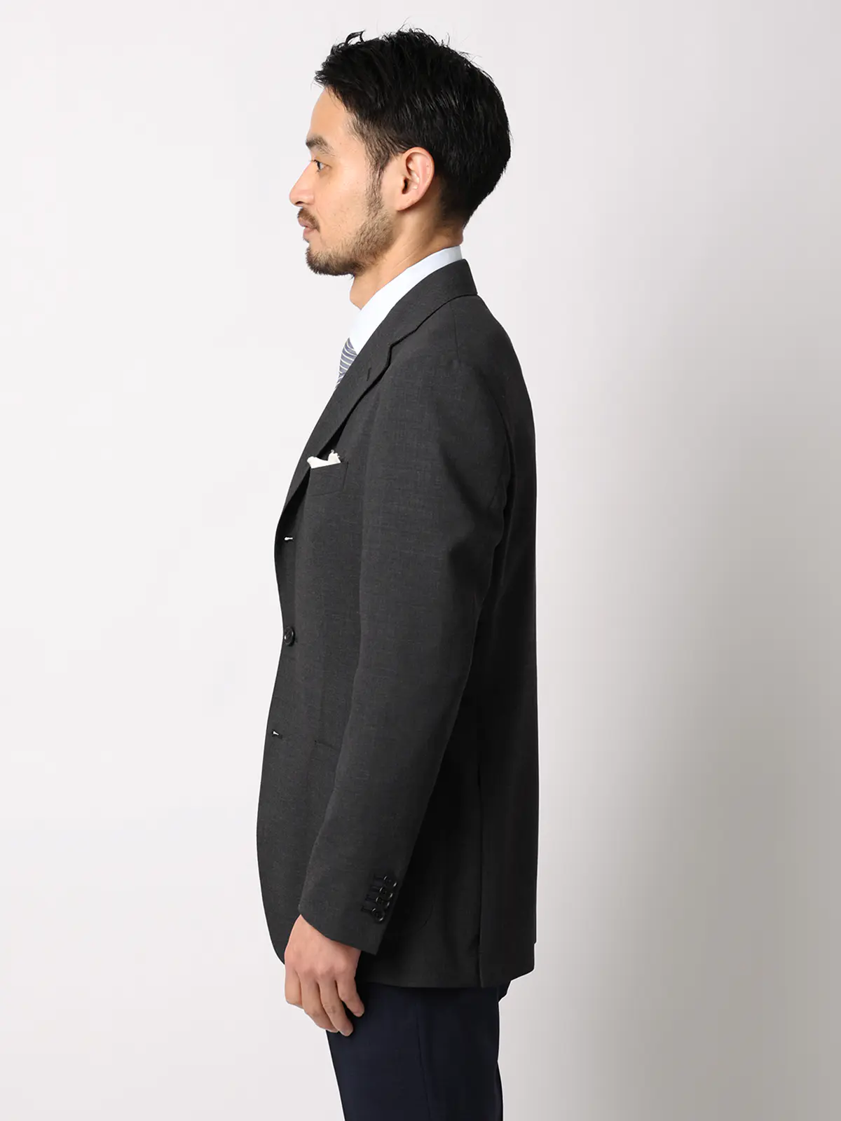 ジャケット/ウォッシャブル/ウールポリエステル/無地/TR27 グレー 体型(DROP):ややがっしり 4DROP(AB体),身長:175cm