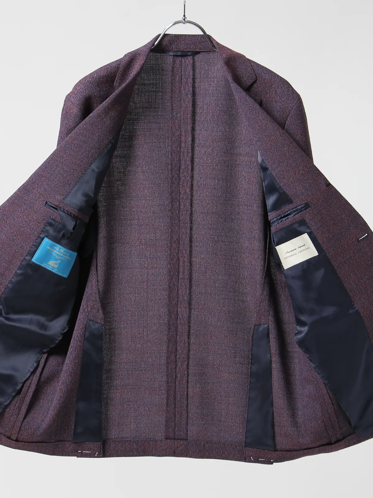 【訳アリ商品】メランジジャケット／CANONICO／ウールLYCRA／スリープライ／RI05 パープル 体型（DROP):普通　6DROP(A体),身長:165cm