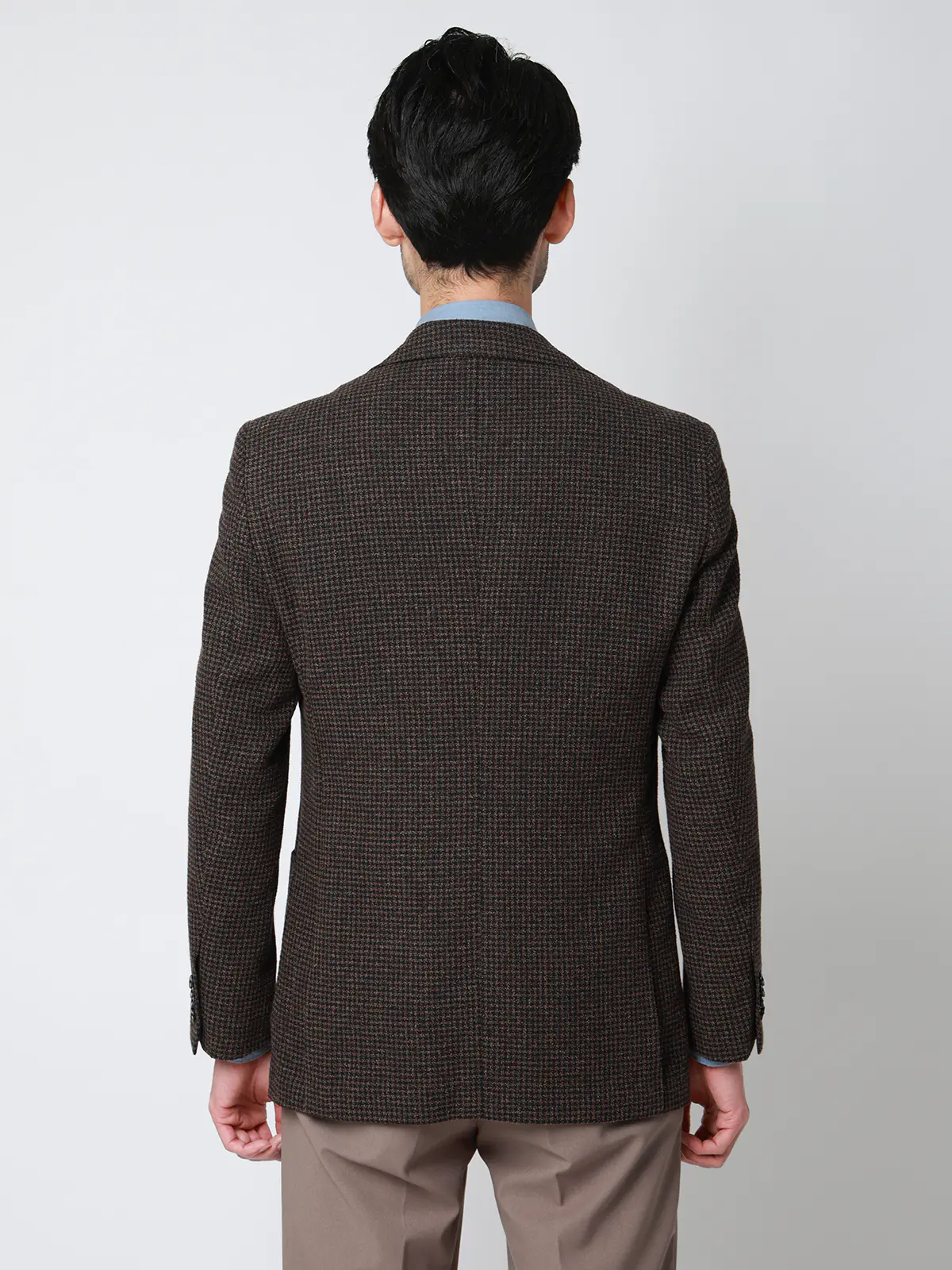 ジャケット／尾州／コットンウール／リングメッシュ／ハウンドトゥース／TR27 ブラウン 体型（DROP):普通　6DROP(A体),身長:165cm