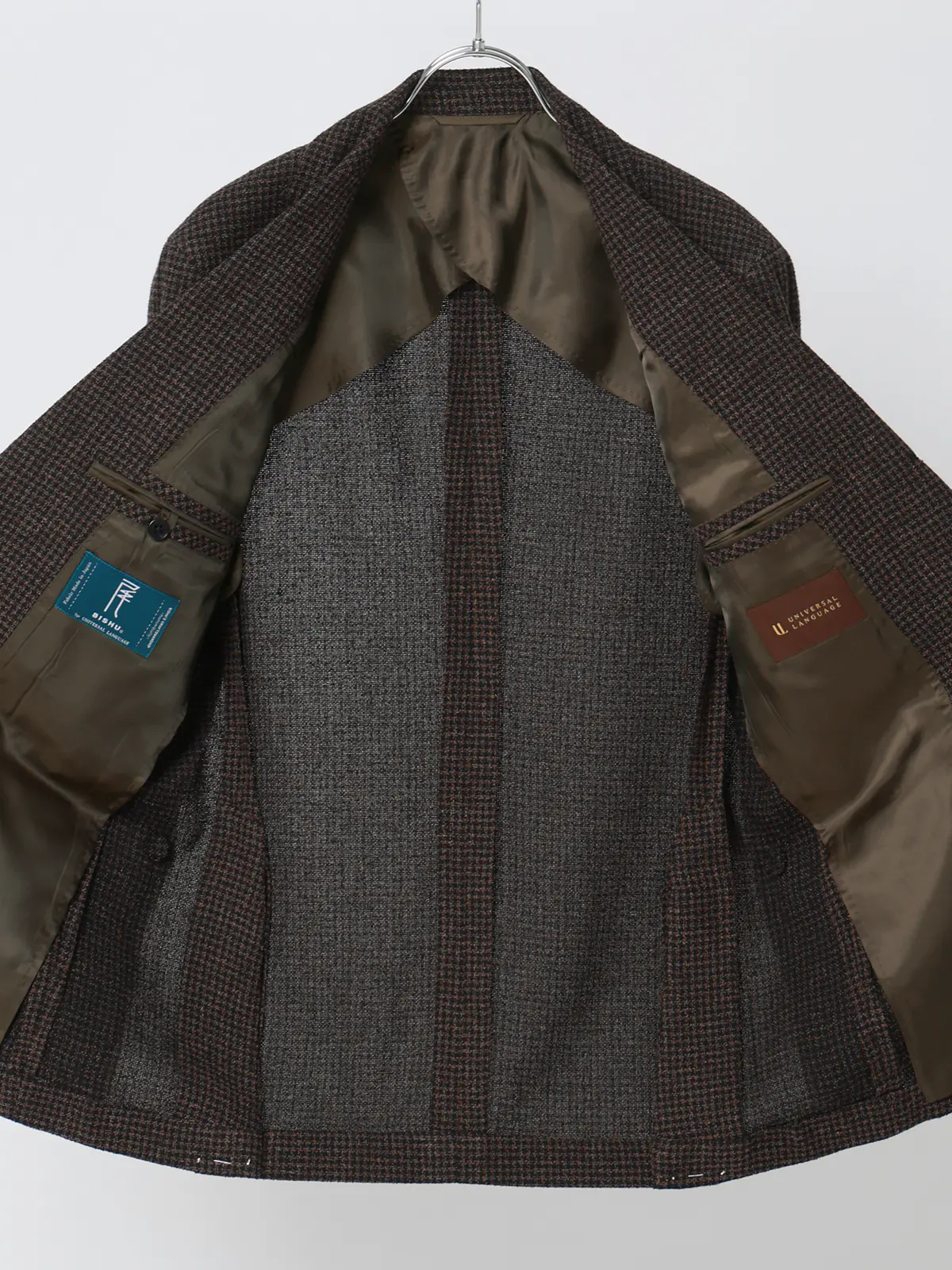 ジャケット／尾州／コットンウール／リングメッシュ／ハウンドトゥース／TR27 ブラウン 体型（DROP):普通　6DROP(A体),身長:165cm