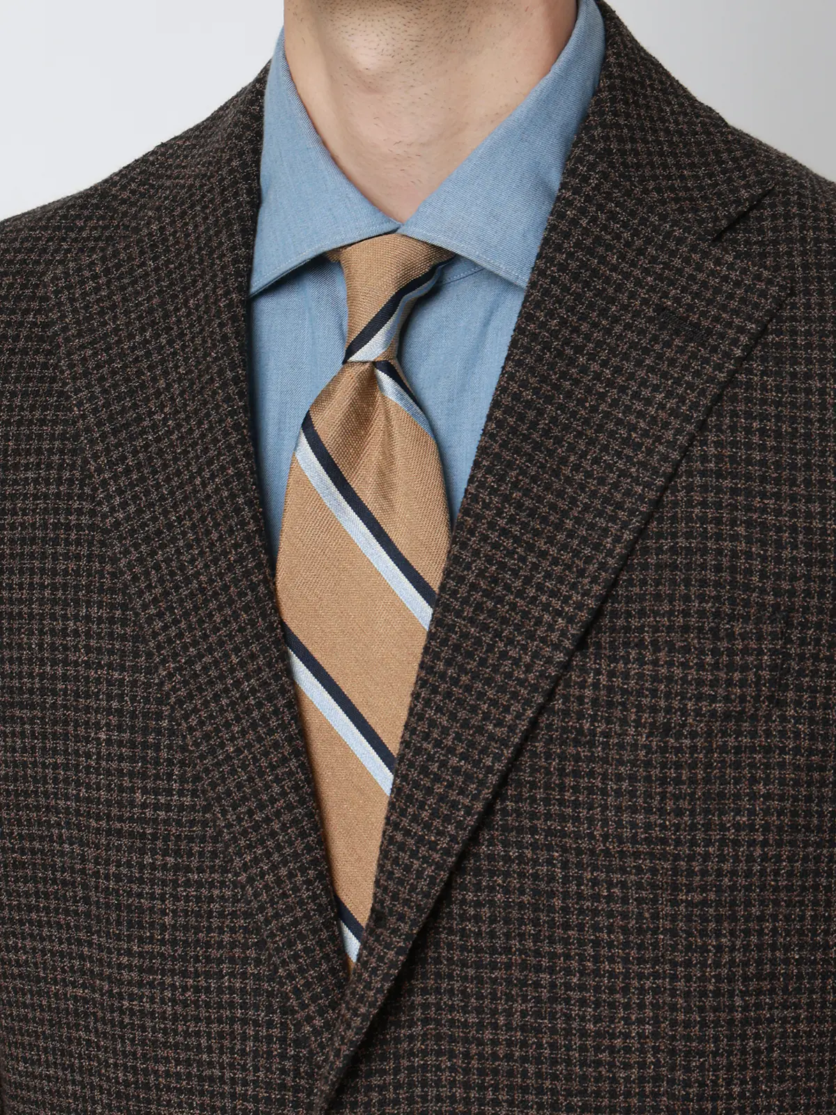 ジャケット／尾州／コットンウール／リングメッシュ／ハウンドトゥース／TR27 ブラウン 体型（DROP):普通　6DROP(A体),身長:165cm