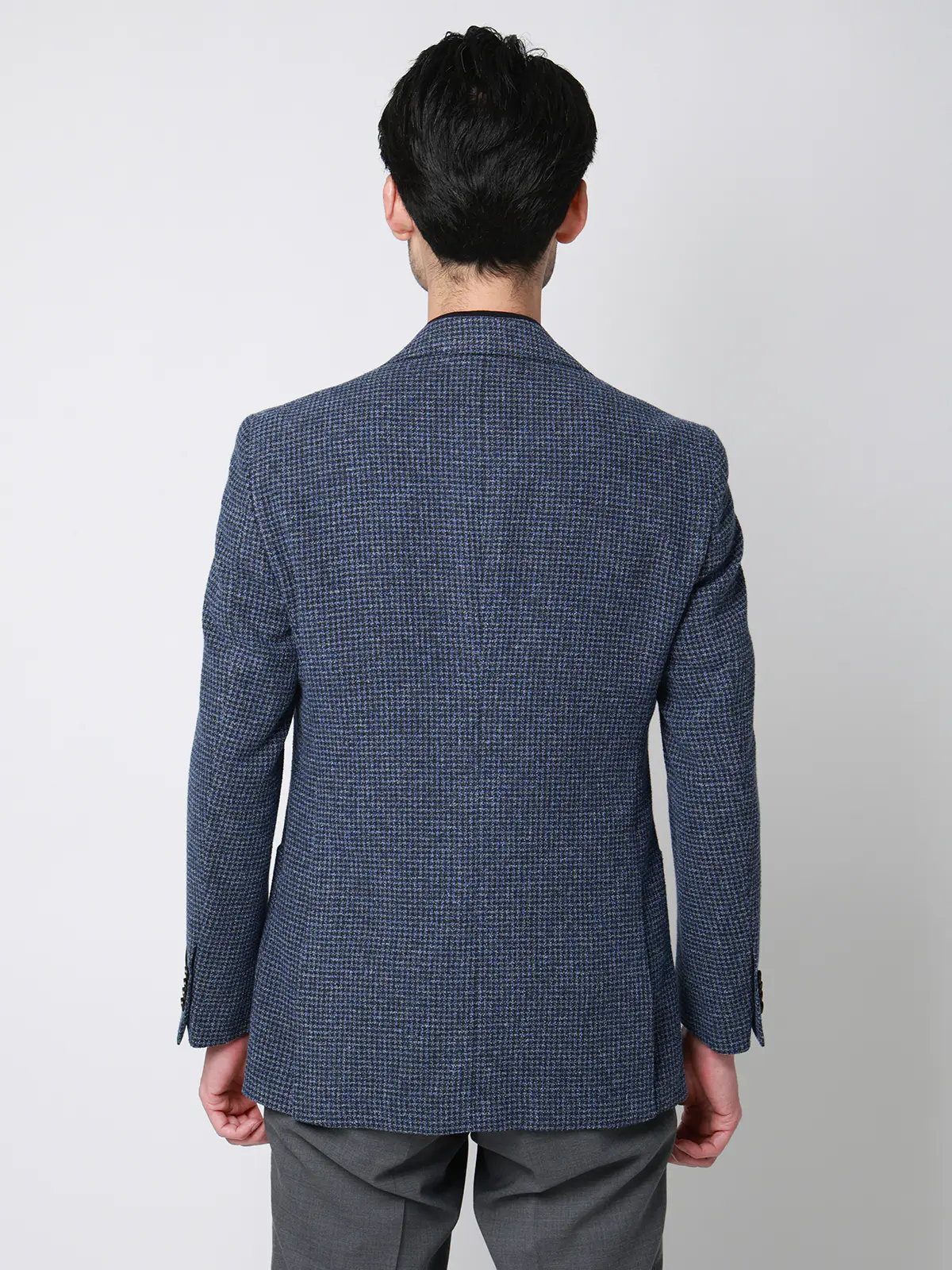 ジャケット／尾州／コットンウール／リングメッシュ／ハウンドトゥース／TR27 ネイビー 体型（DROP):普通　6DROP(A体),身長:165cm