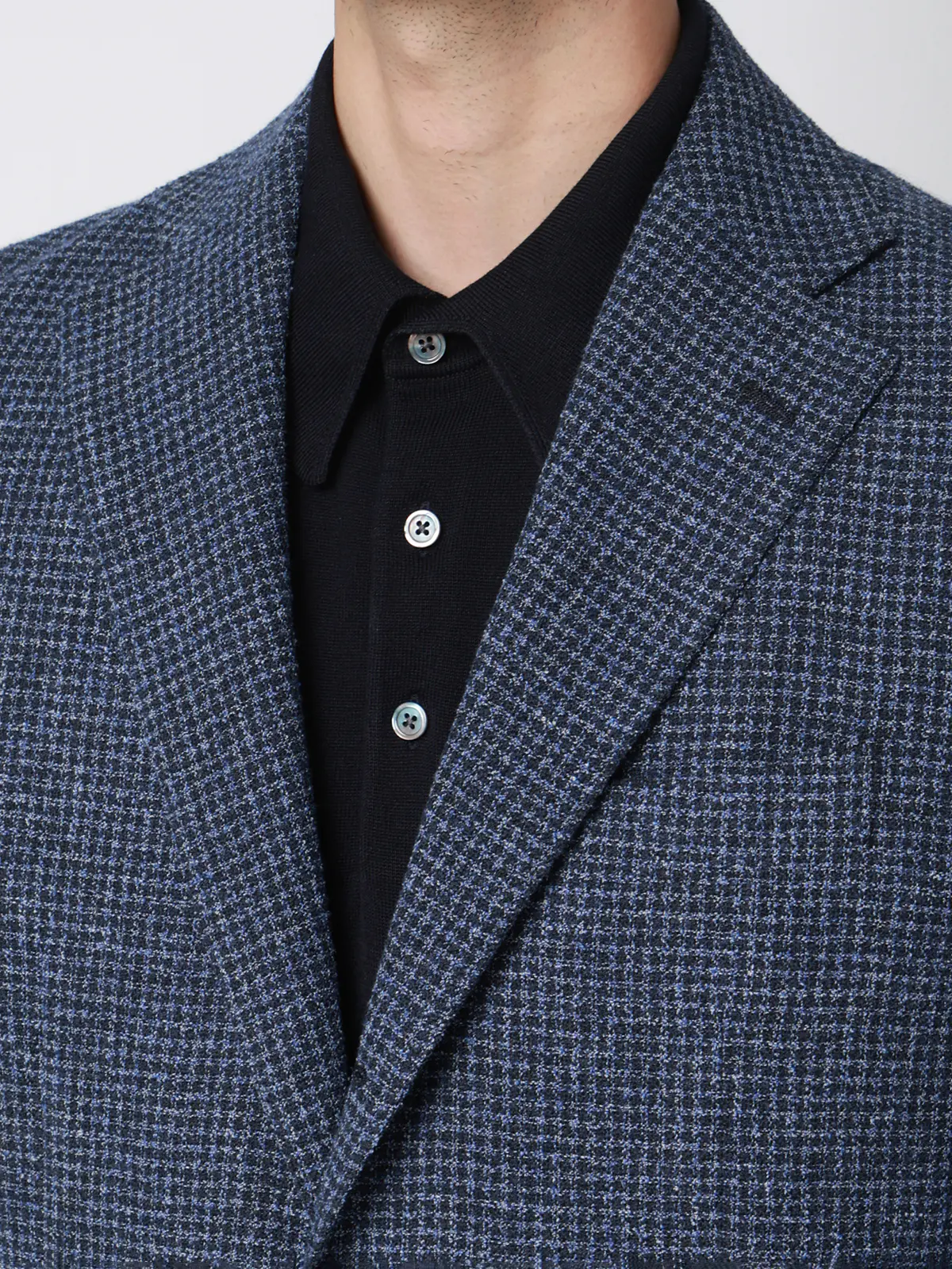 ジャケット／尾州／コットンウール／リングメッシュ／ハウンドトゥース／TR27 ネイビー 体型（DROP):普通　6DROP(A体),身長:165cm