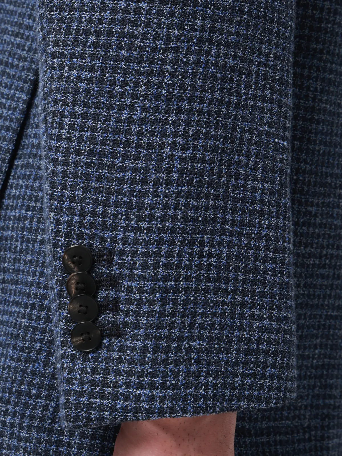 ジャケット／尾州／コットンウール／リングメッシュ／ハウンドトゥース／TR27 ネイビー 体型（DROP):普通　6DROP(A体),身長:165cm