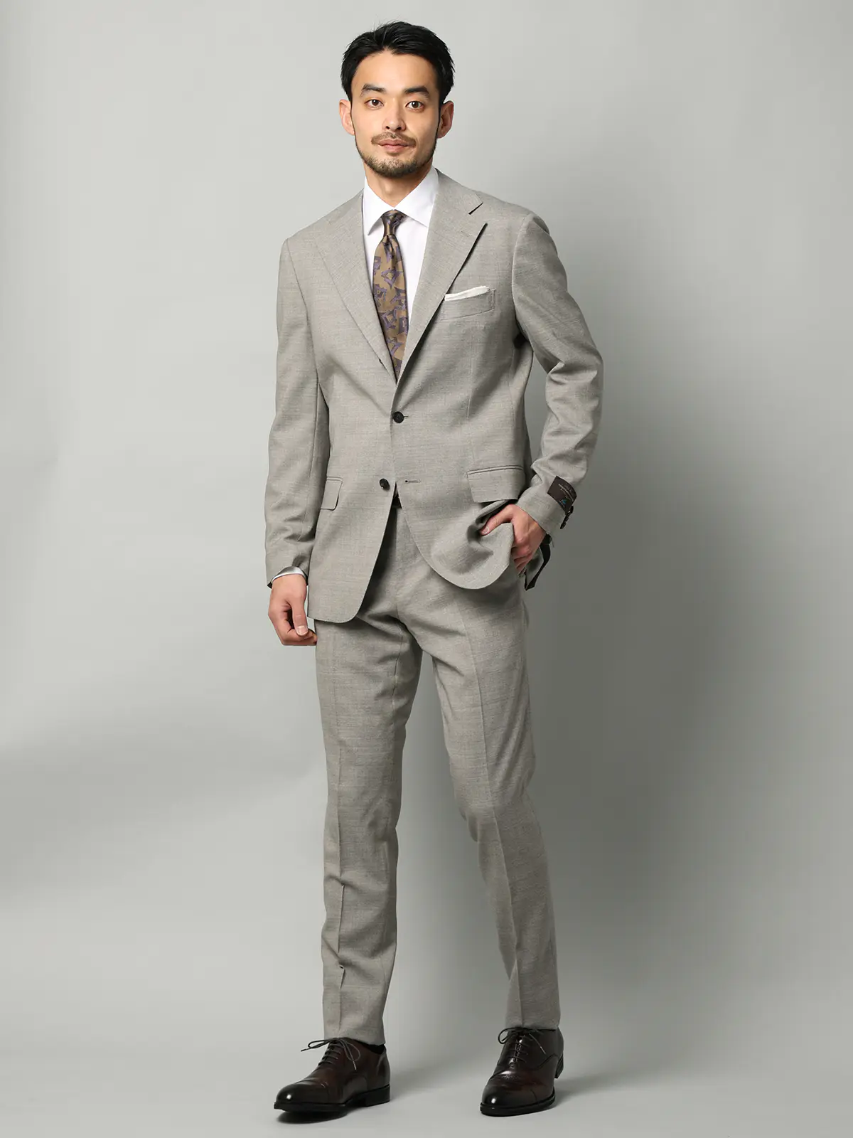 ジャケット／CANONICO／SUPERSONIC／トロピカルウール／無地／TR27 ベージュ 体型（DROP):普通　6DROP(A体),身長:160cm