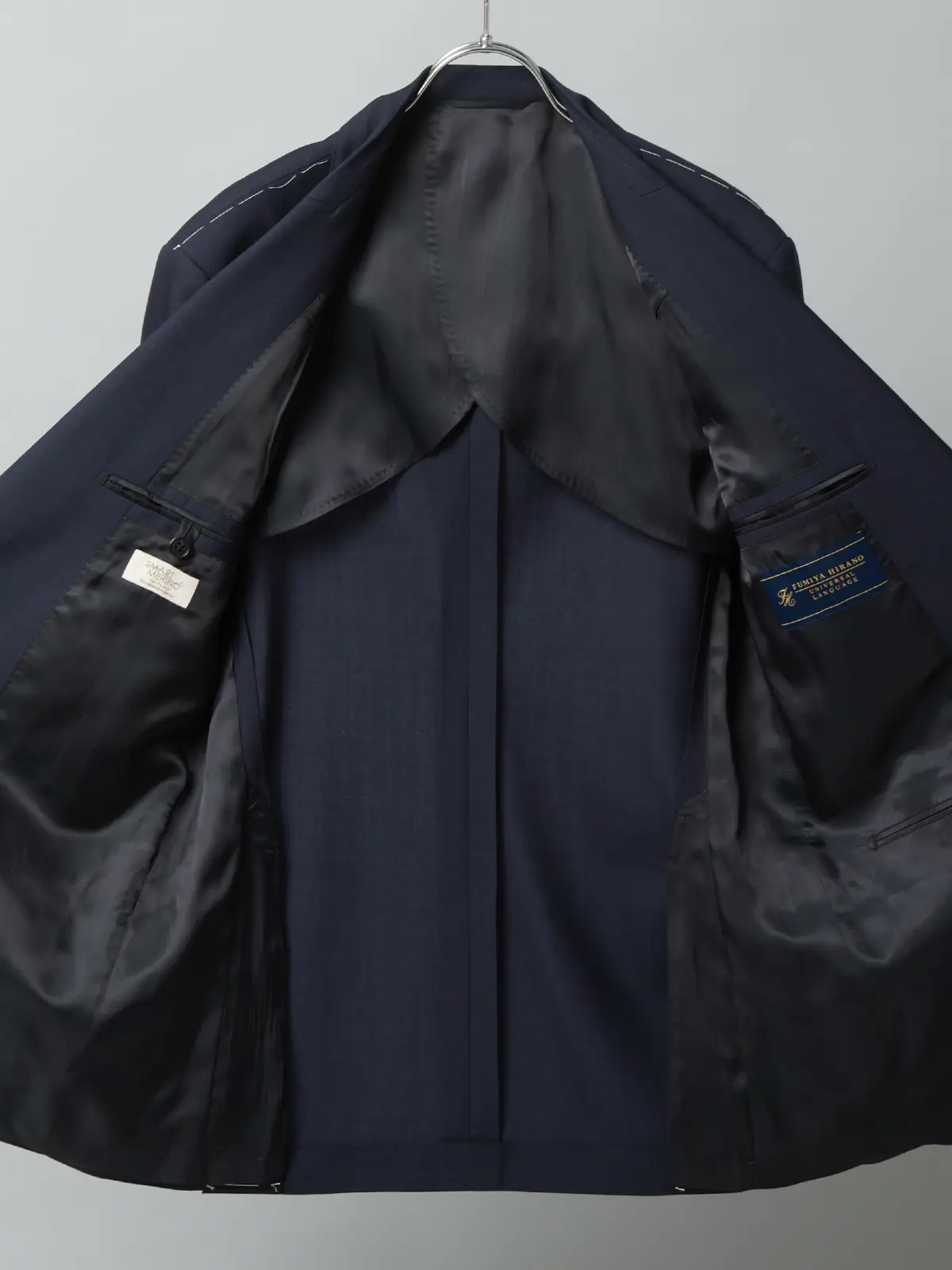 FUMIYA HIRANO／ジャケット／SUPER100'sウールトロピカル／織柄／FH01 ネイビー 体型（DROP):普通　6DROP(A体),身長:165cm