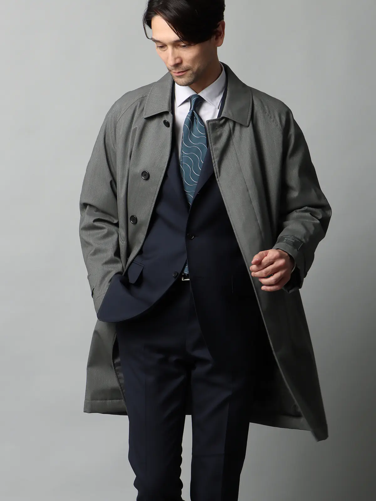 中綿ステンカラーコート／CANONICO／OFFLIMITS／撥水／防風／無地 グレー 3L