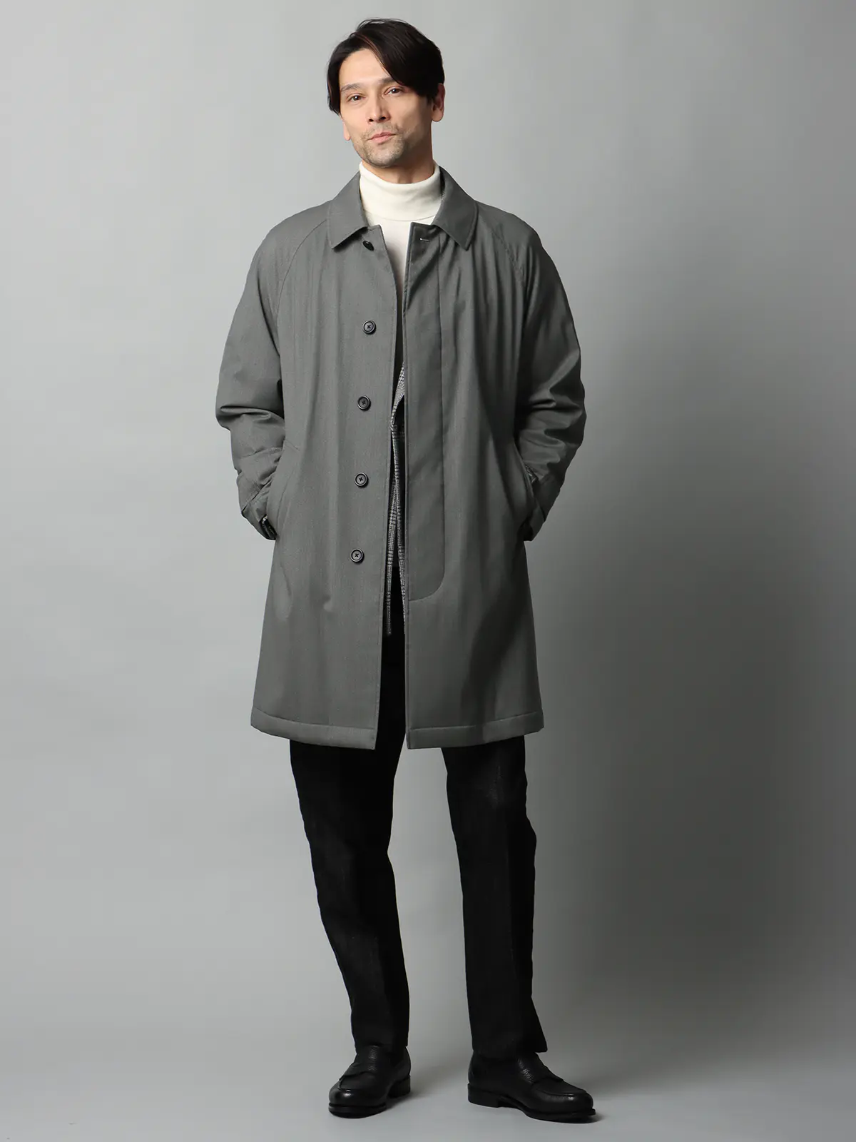 中綿ステンカラーコート／CANONICO／OFFLIMITS／撥水／防風／無地 グレー 3L