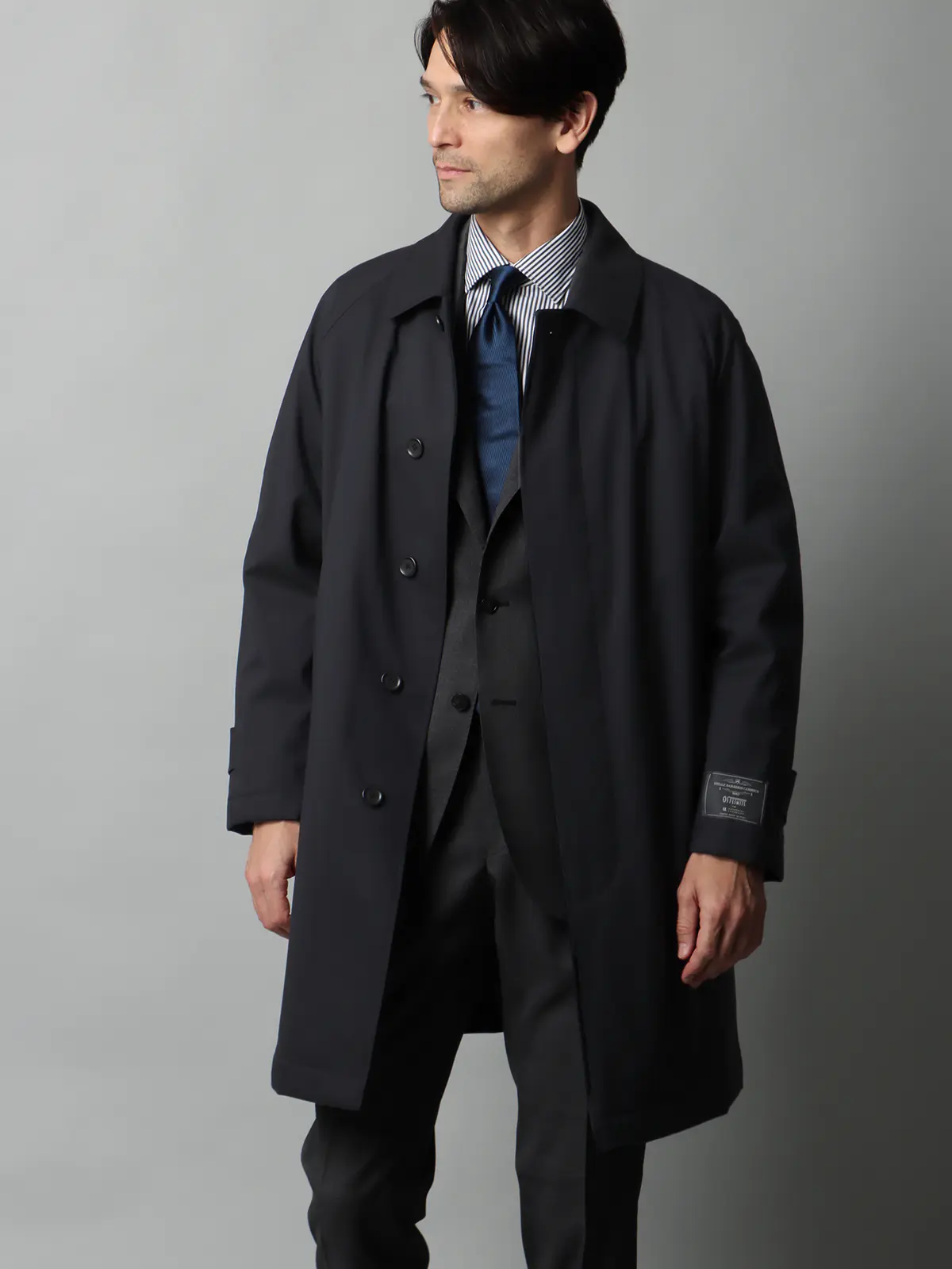 中綿ステンカラーコート/CANONICO/OFFLIMITS/撥水/防風/無地 ネイビー 3L