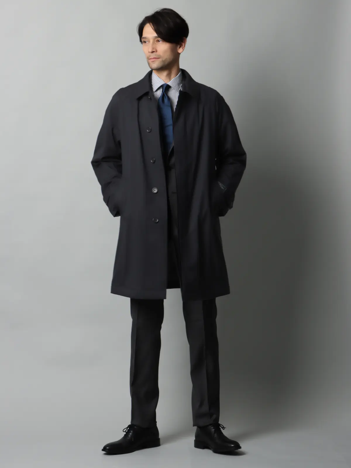 中綿ステンカラーコート/CANONICO/OFFLIMITS/撥水/防風/無地 ネイビー 3L