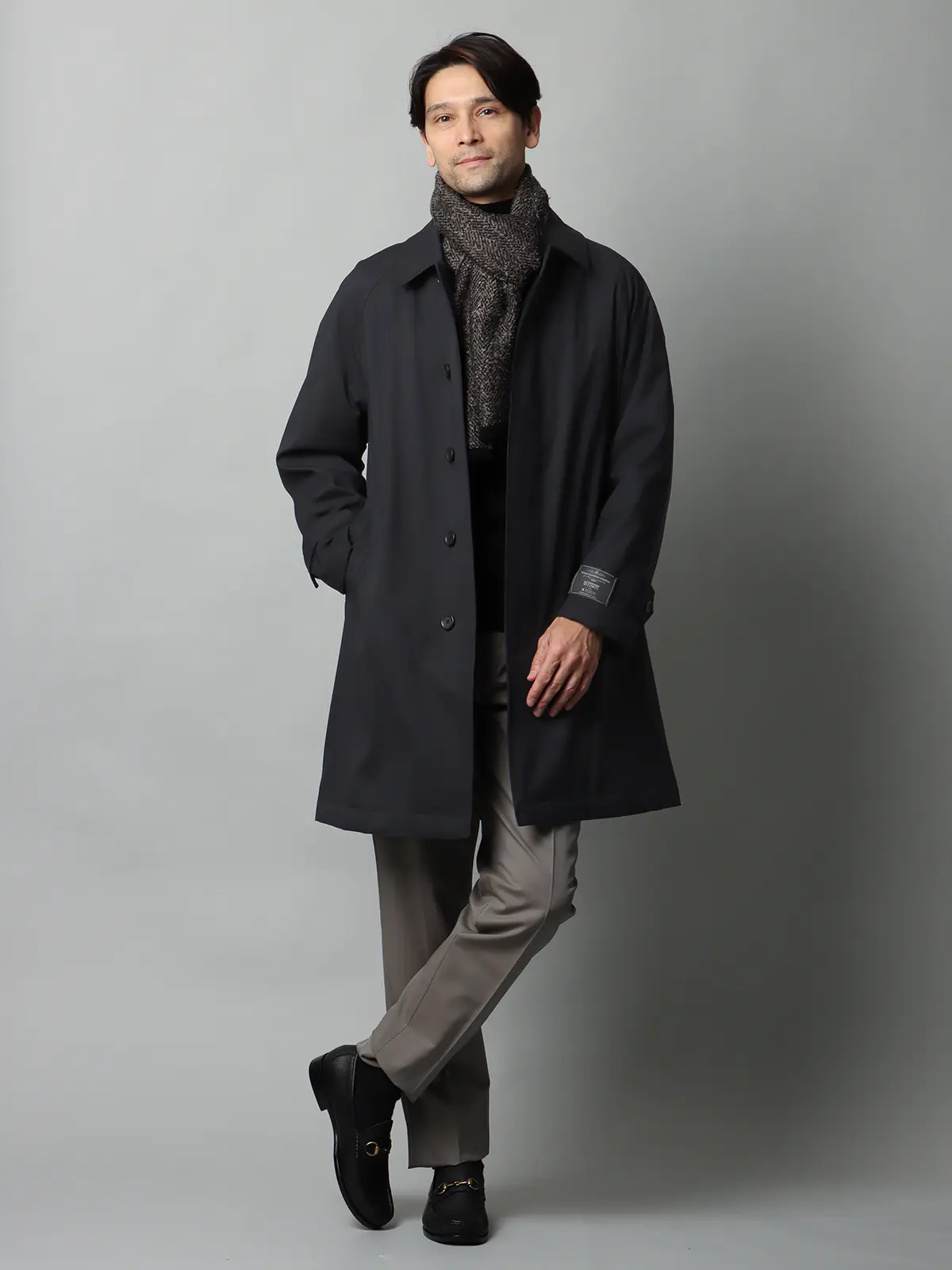 中綿ステンカラーコート/CANONICO/OFFLIMITS/撥水/防風/無地 ネイビー 3L