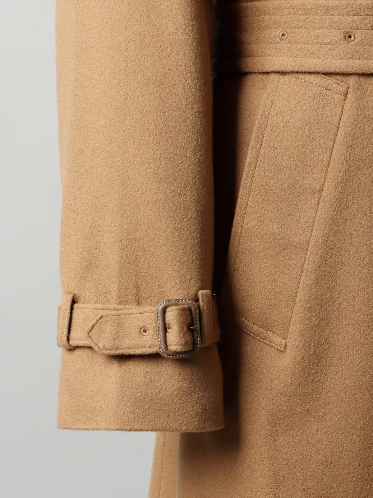 【11/7~販売開始】トレンチコート/MTR/ピュアカシミヤビーバー/無地 キャメル S