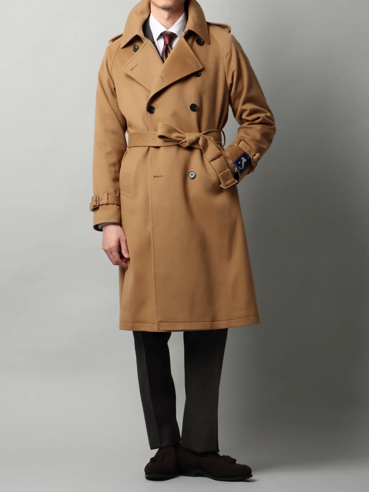 【11/7~販売開始】トレンチコート/MTR/ピュアカシミヤビーバー/無地 キャメル S