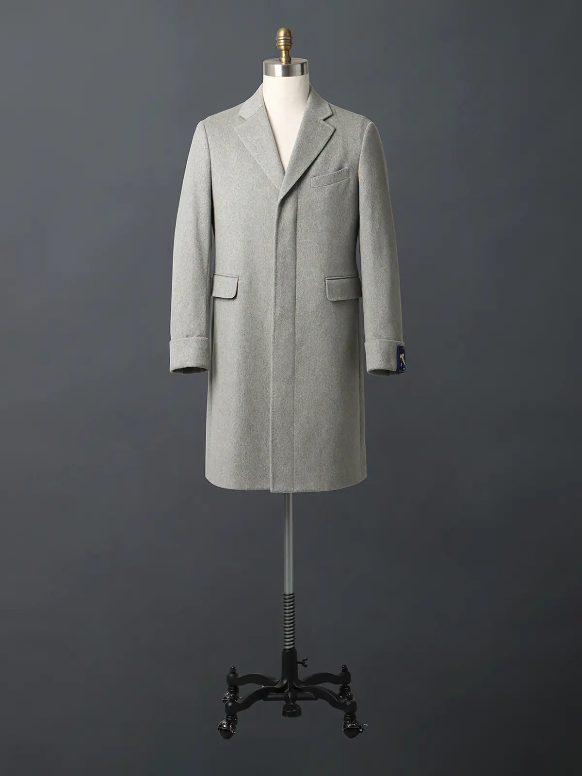 【11/7~販売開始】シングルチェスターコート/MTR/ピュアカシミヤビーバー/無地 ライトグレー S