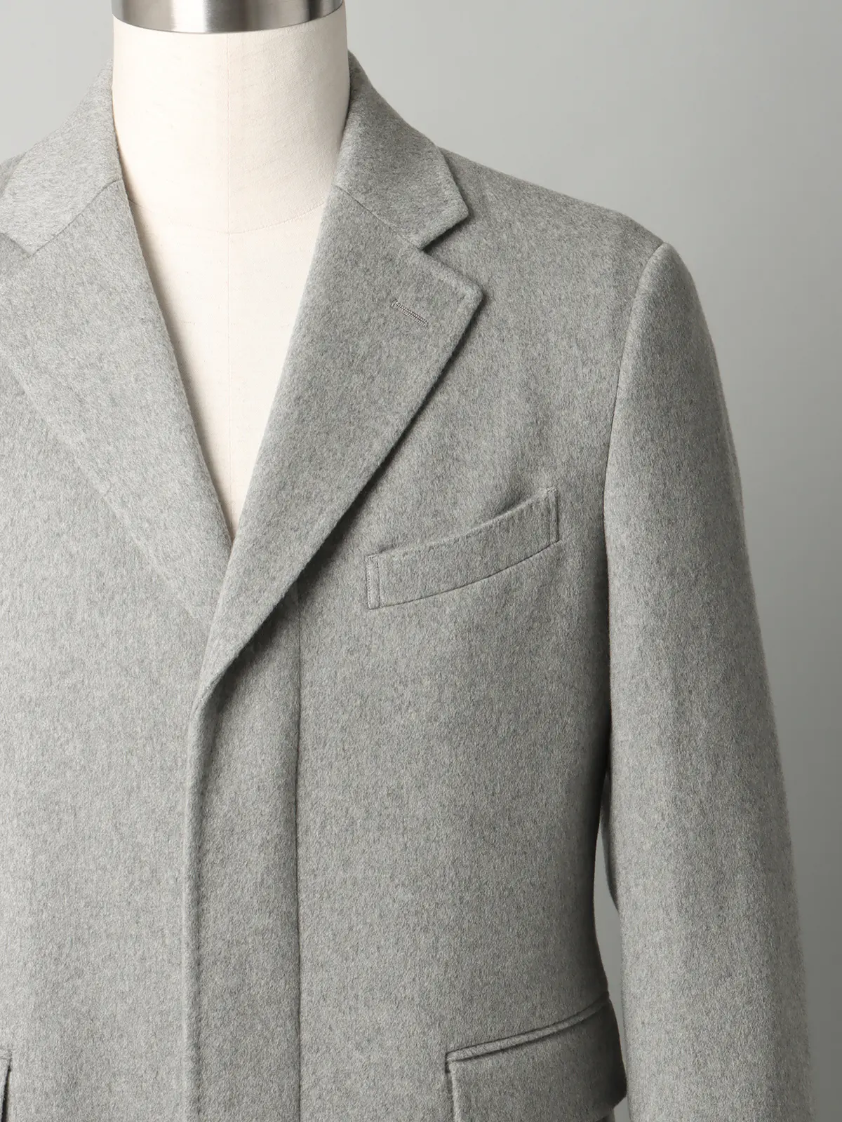 【11/7~販売開始】シングルチェスターコート/MTR/ピュアカシミヤビーバー/無地 ライトグレー S