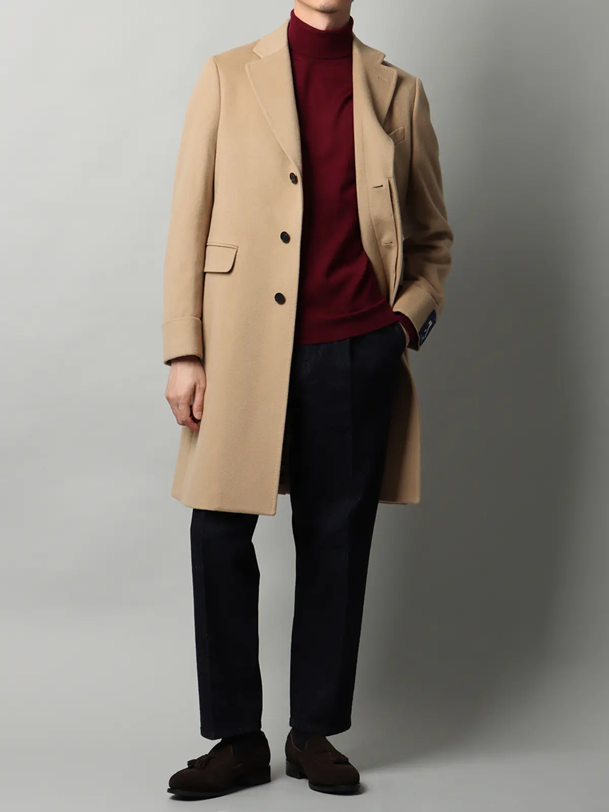 【11／7～販売開始】シングルチェスターコート／MTR／ピュアカシミヤビーバー／無地 ベージュ S