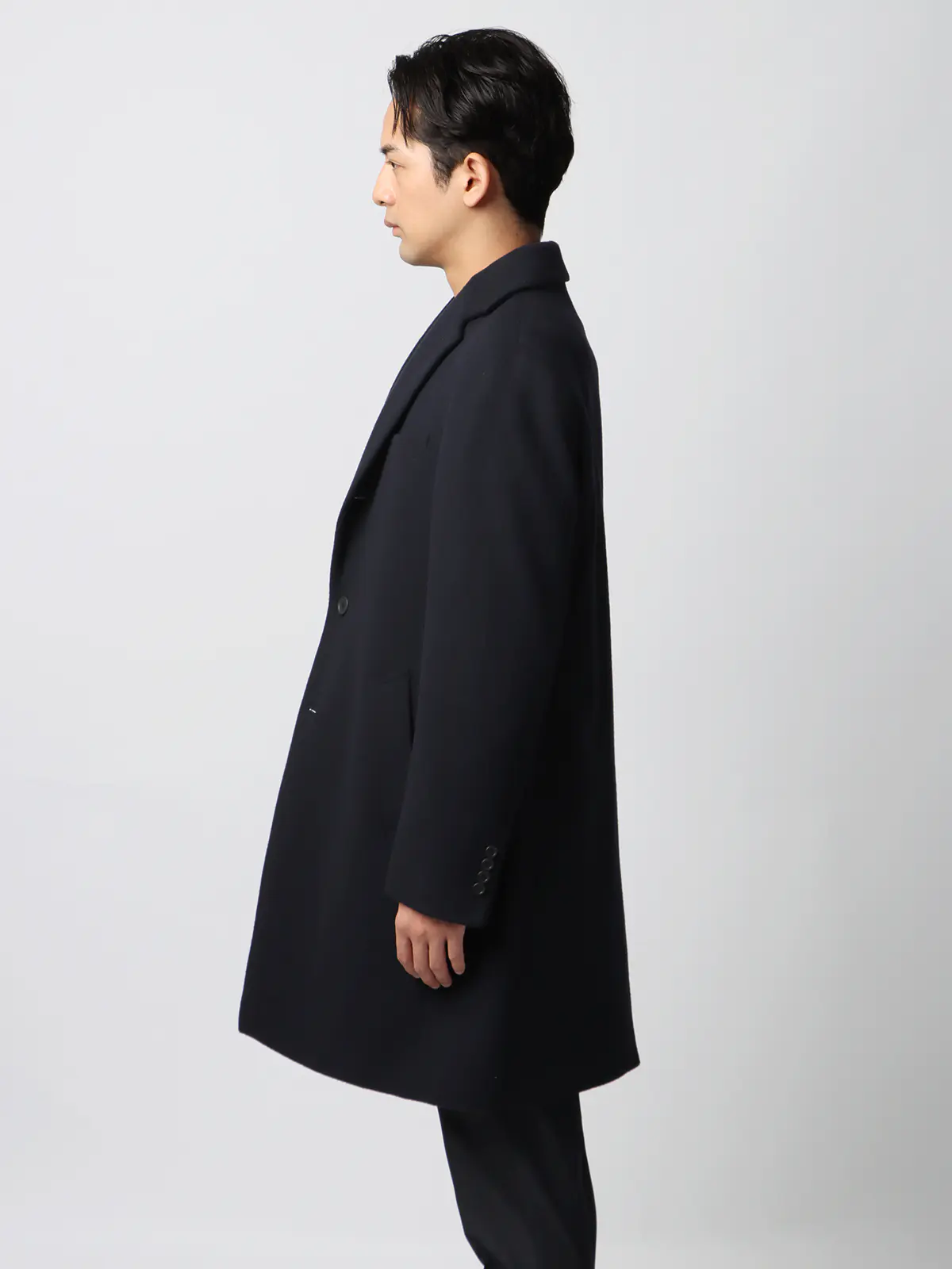 スマみえチェスターコート／ストレッチ／ウールライクビーバー