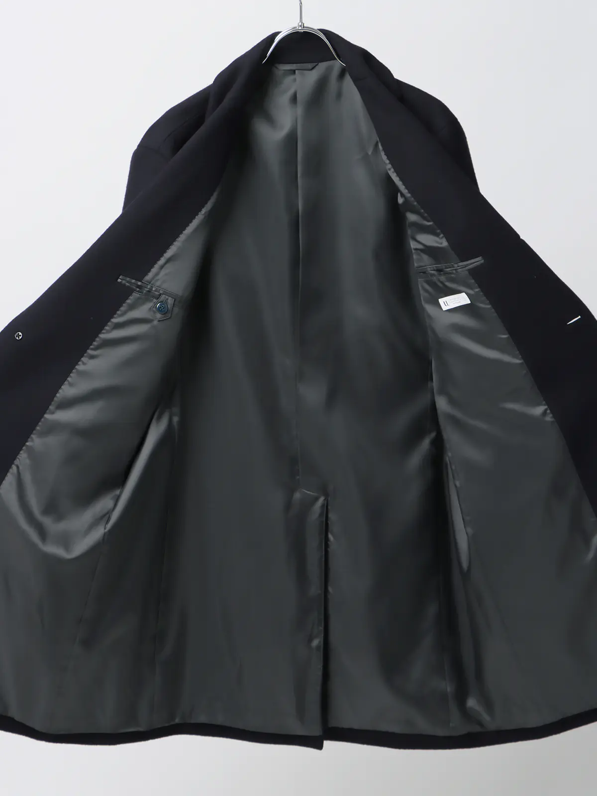 スマみえチェスターコート/ストレッチ/ウールライクビーバー/COMMUTECH ネイビー S