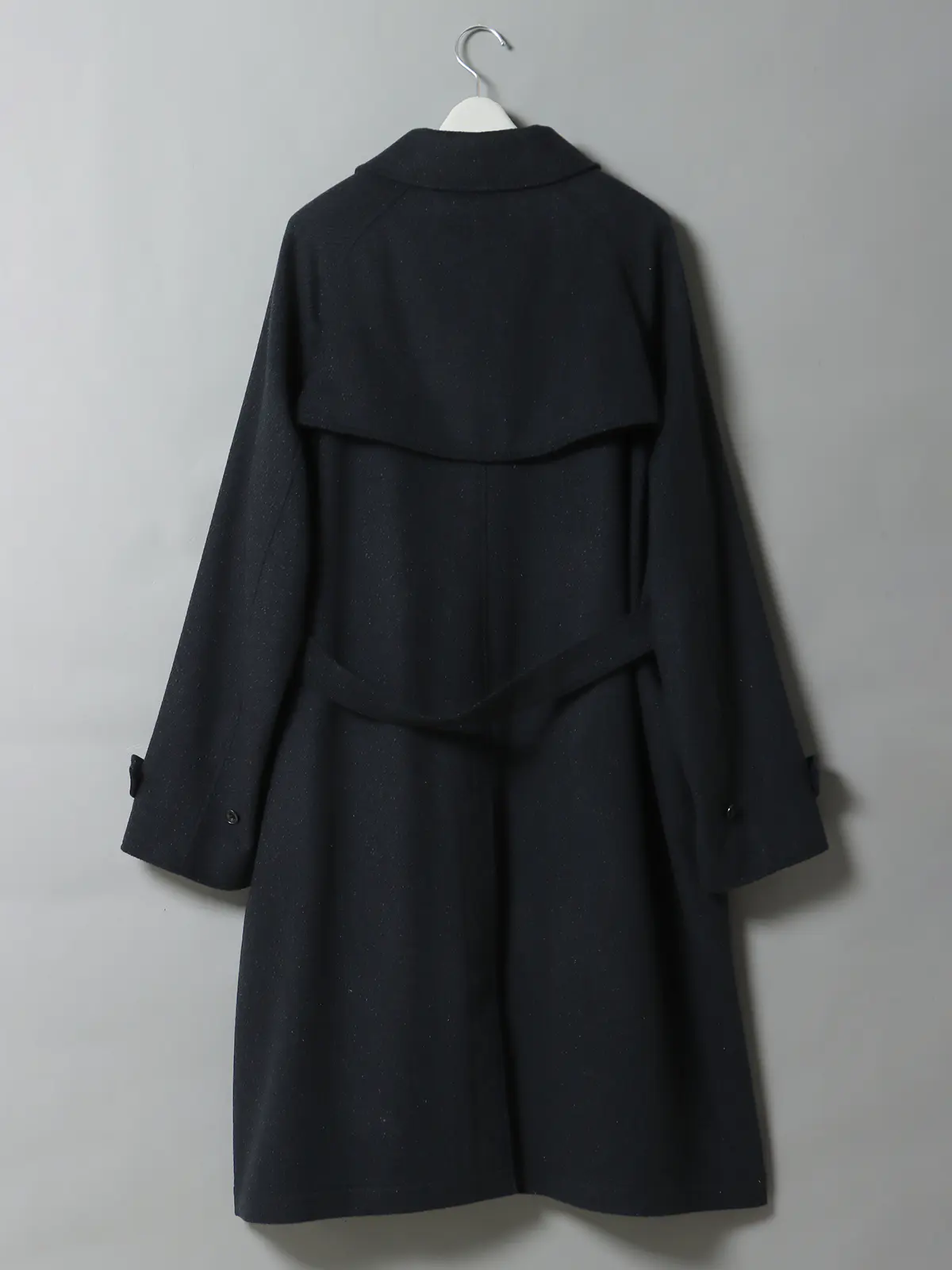 【9月下旬発売予定】GOOVI／ベルテッドステンカラーコート／ウールナイロン／ベルト付き ネイビー系 0