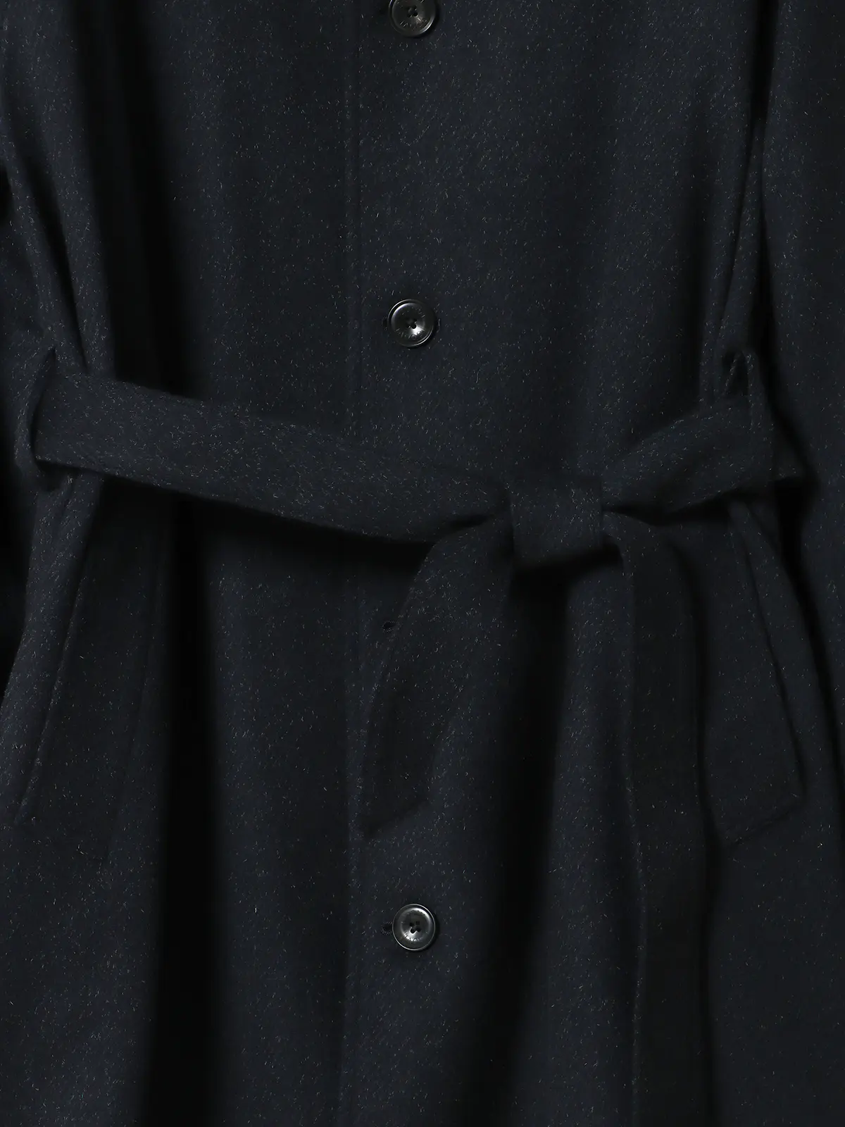 【9月下旬発売予定】GOOVI／ベルテッドステンカラーコート／ウールナイロン／ベルト付き ネイビー系 0