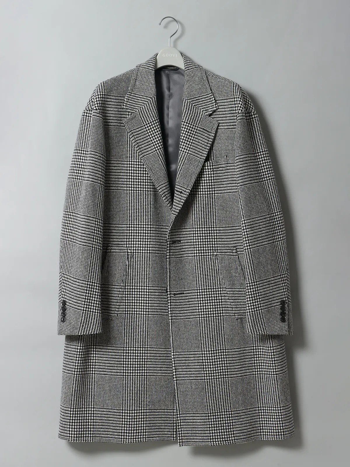 【10月上旬発売予定】GOOVI／シングルチェスターコート／ウールカシミヤ／ソフトツイード グレー系 0