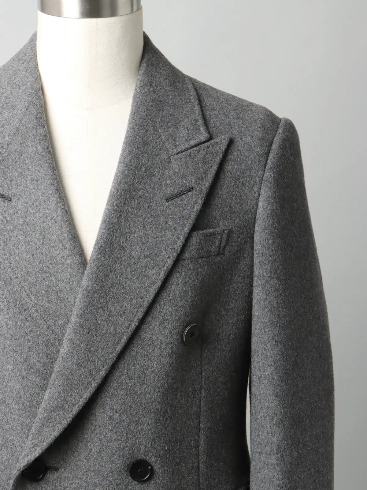 FUMIYA HIRANO/ダブルチェスターコート/ウールカシミヤ/無地 グレー S