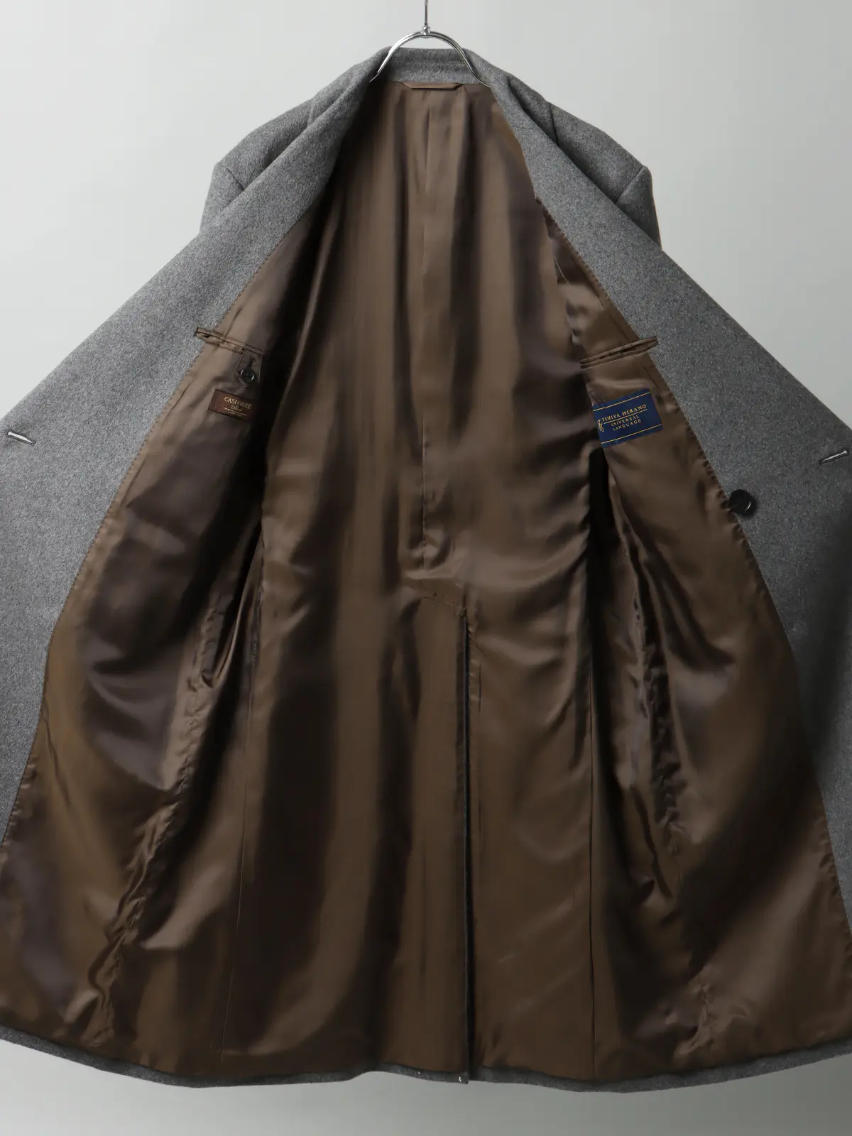 FUMIYA HIRANO/ダブルチェスターコート/ウールカシミヤ/無地 グレー S