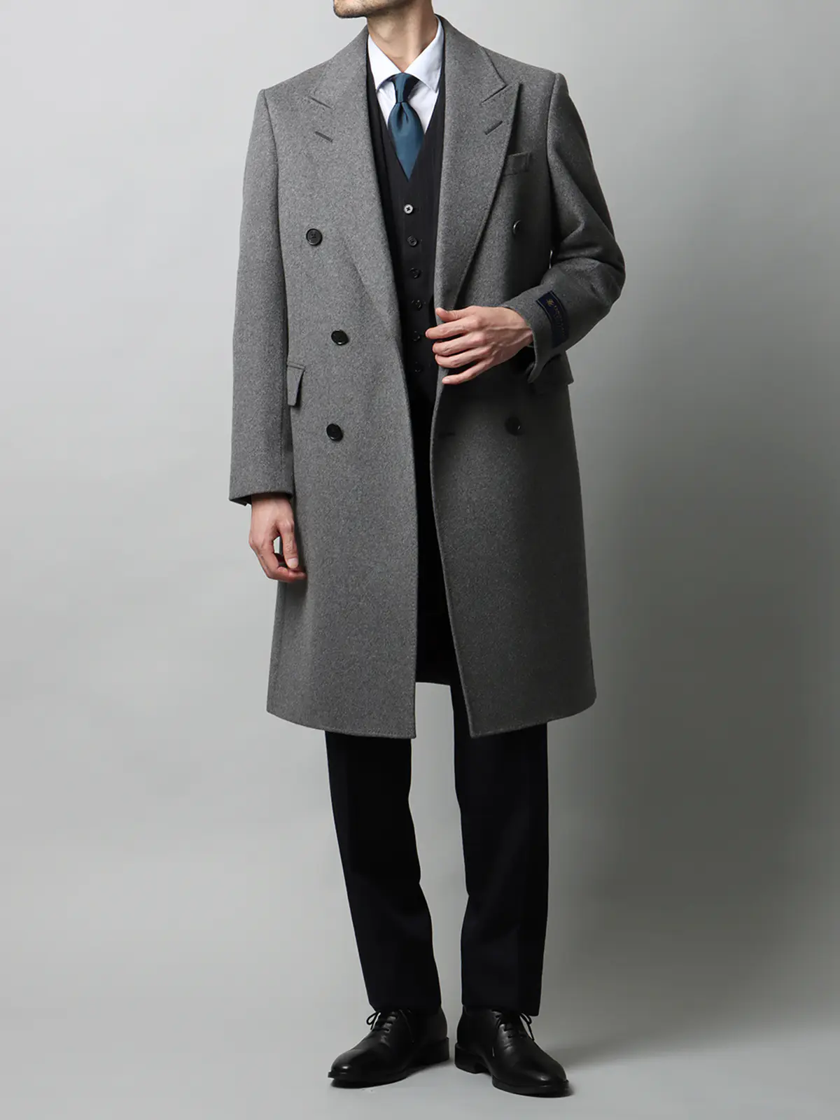 FUMIYA HIRANO/ダブルチェスターコート/ウールカシミヤ/無地 グレー S