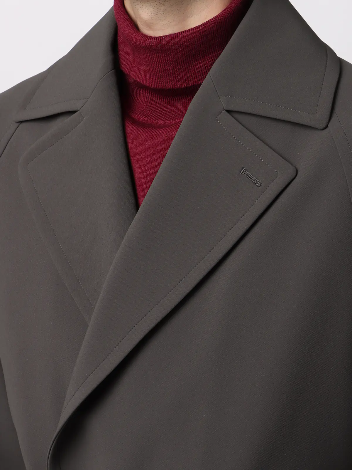 ダブルブレストステンカラーコート／ストレッチ／防シワ／UVカット／ベルト付き ブラウン S