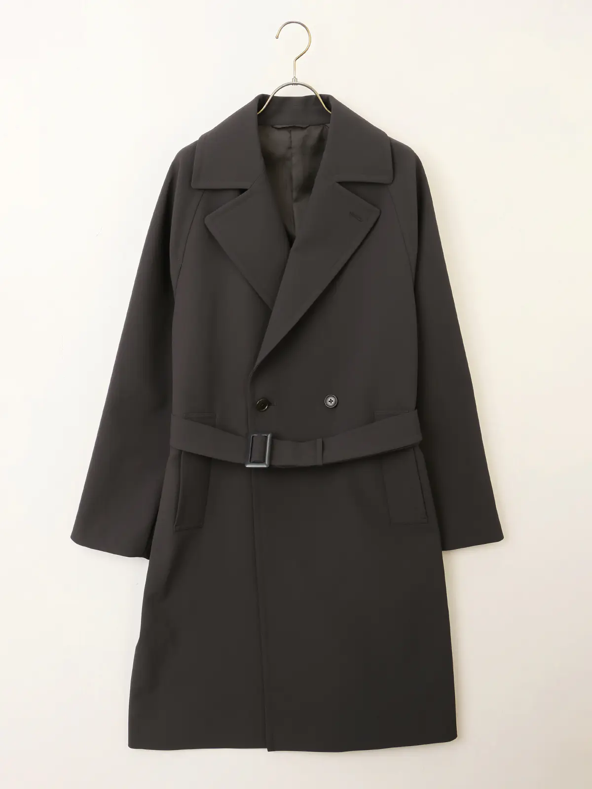 ダブルブレストステンカラーコート／ストレッチ／防シワ／UVカット／ベルト付き ブラウン S