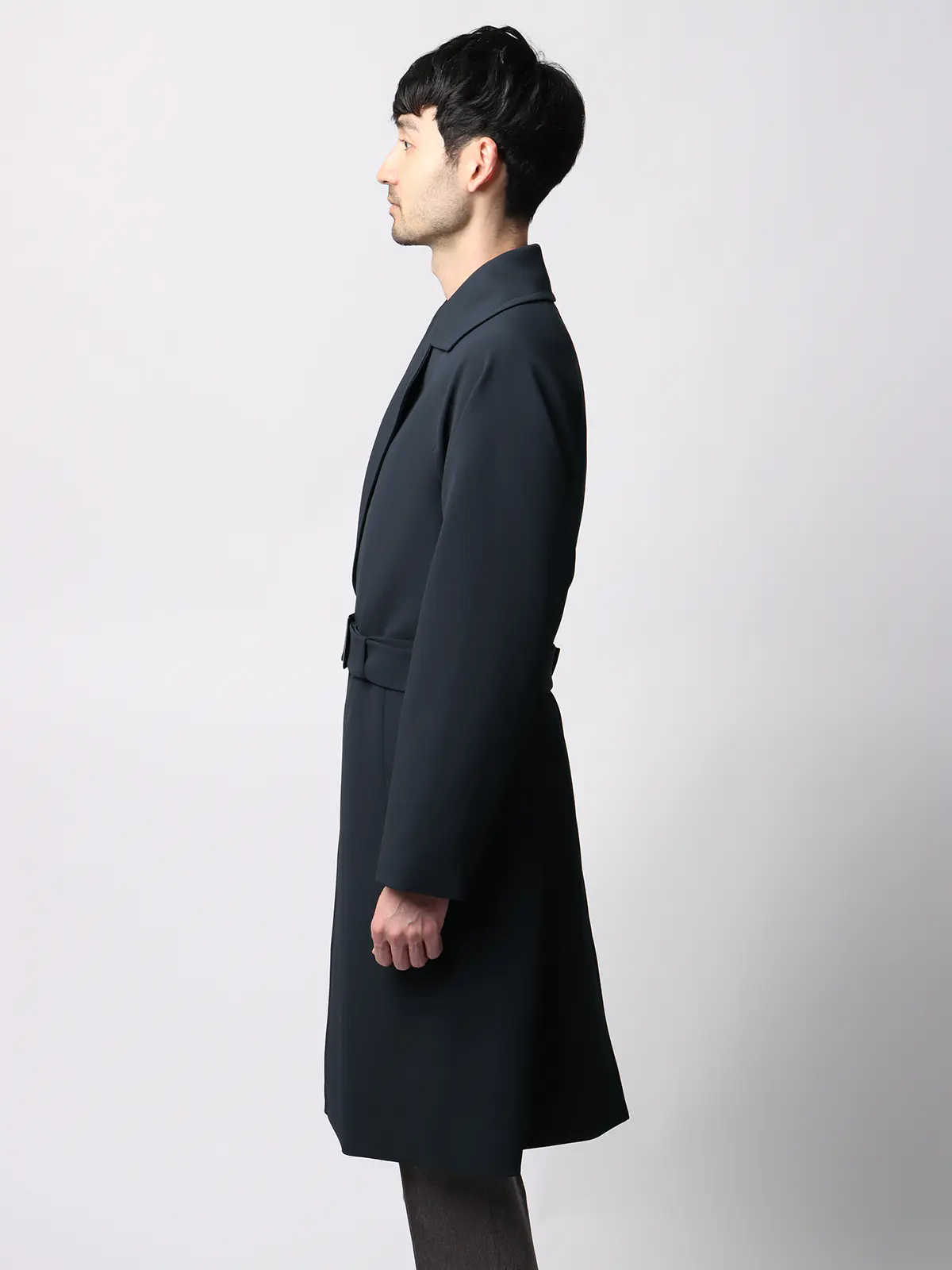 ダブルブレストステンカラーコート／ストレッチ／防シワ／UVカット／ベルト付き ネイビー S