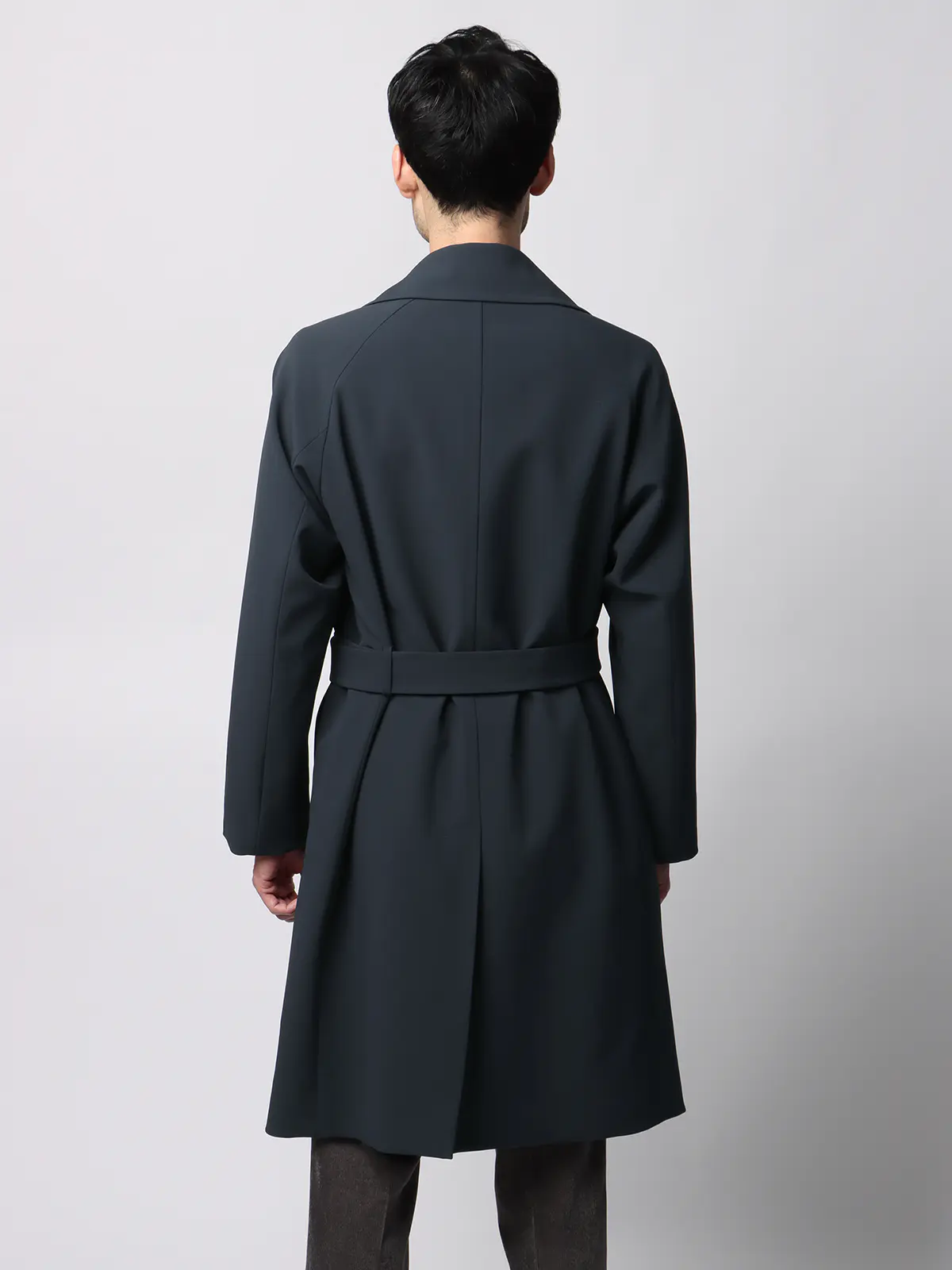 ダブルブレストステンカラーコート／ストレッチ／防シワ／UVカット／ベルト付き ネイビー S
