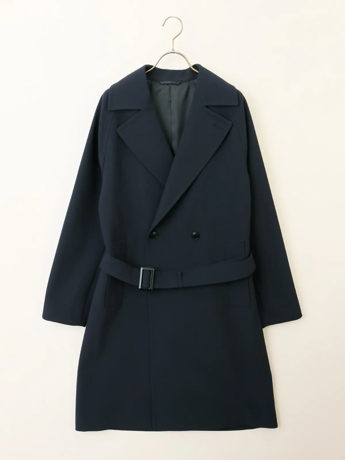 ダブルブレストステンカラーコート／ストレッチ／防シワ／UVカット／ベルト付き ネイビー S